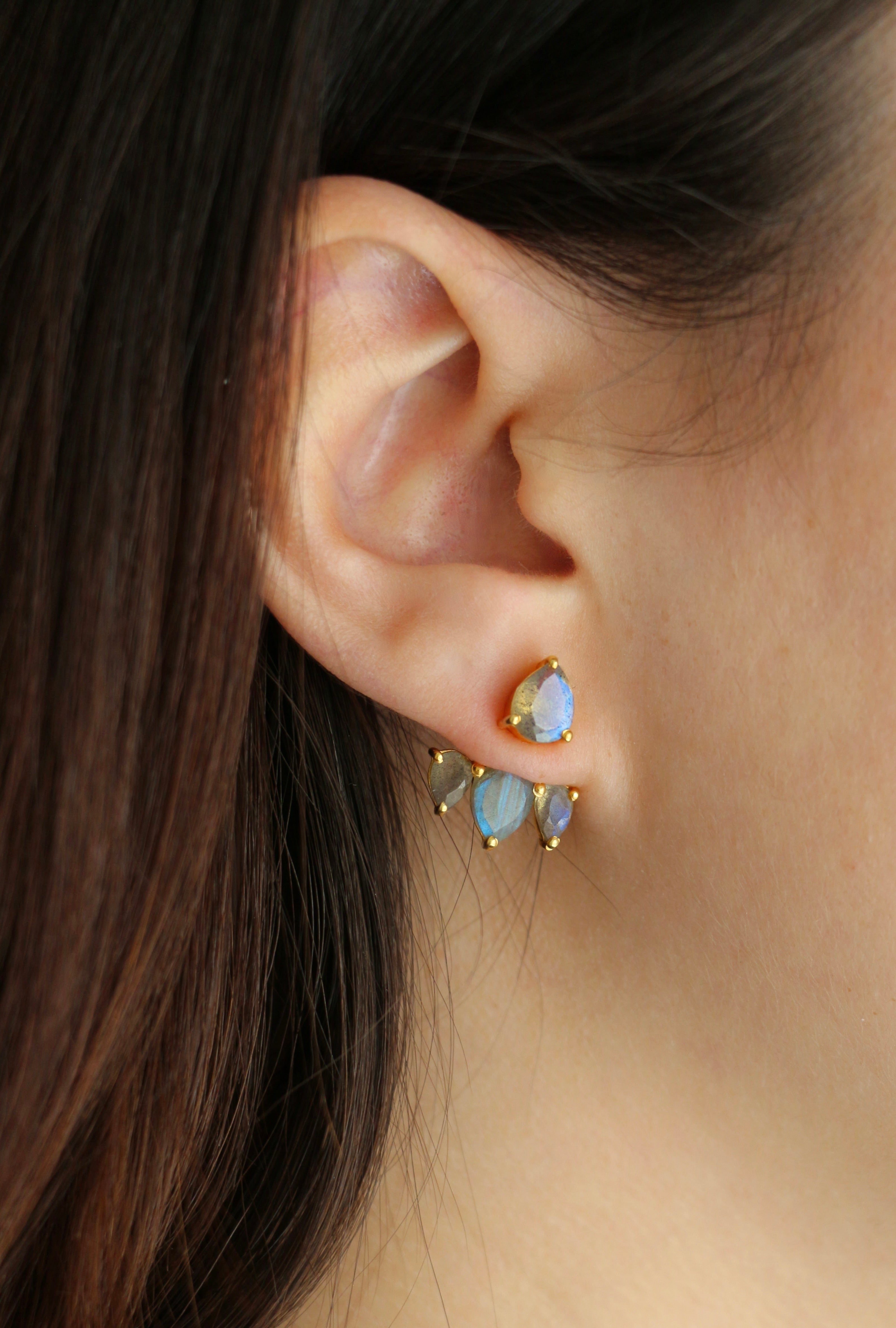 Eli Earrings in Gold Plated Silver Labradorite Jolly Jungle