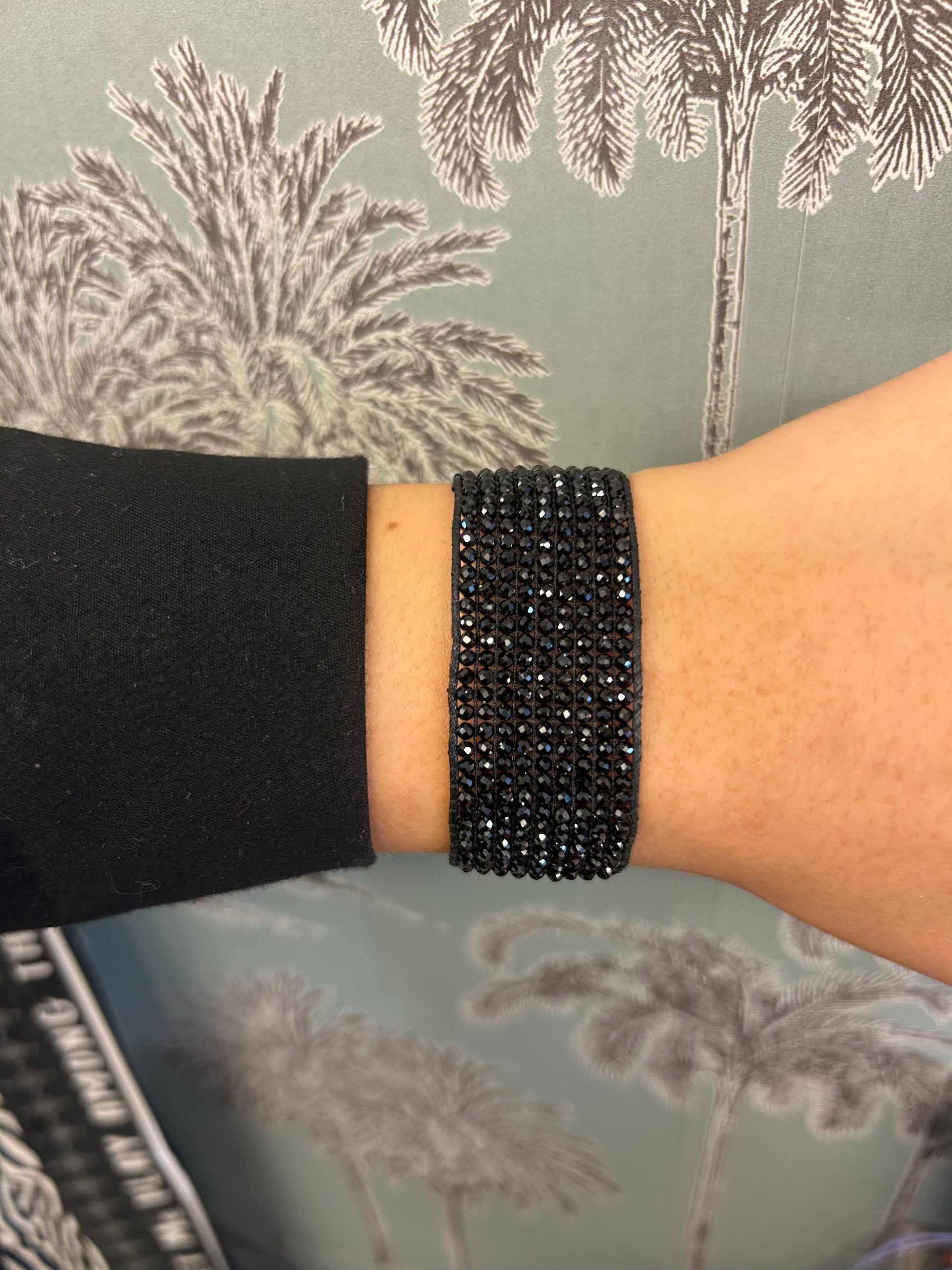Bracelet Tissé Spinelle Noire