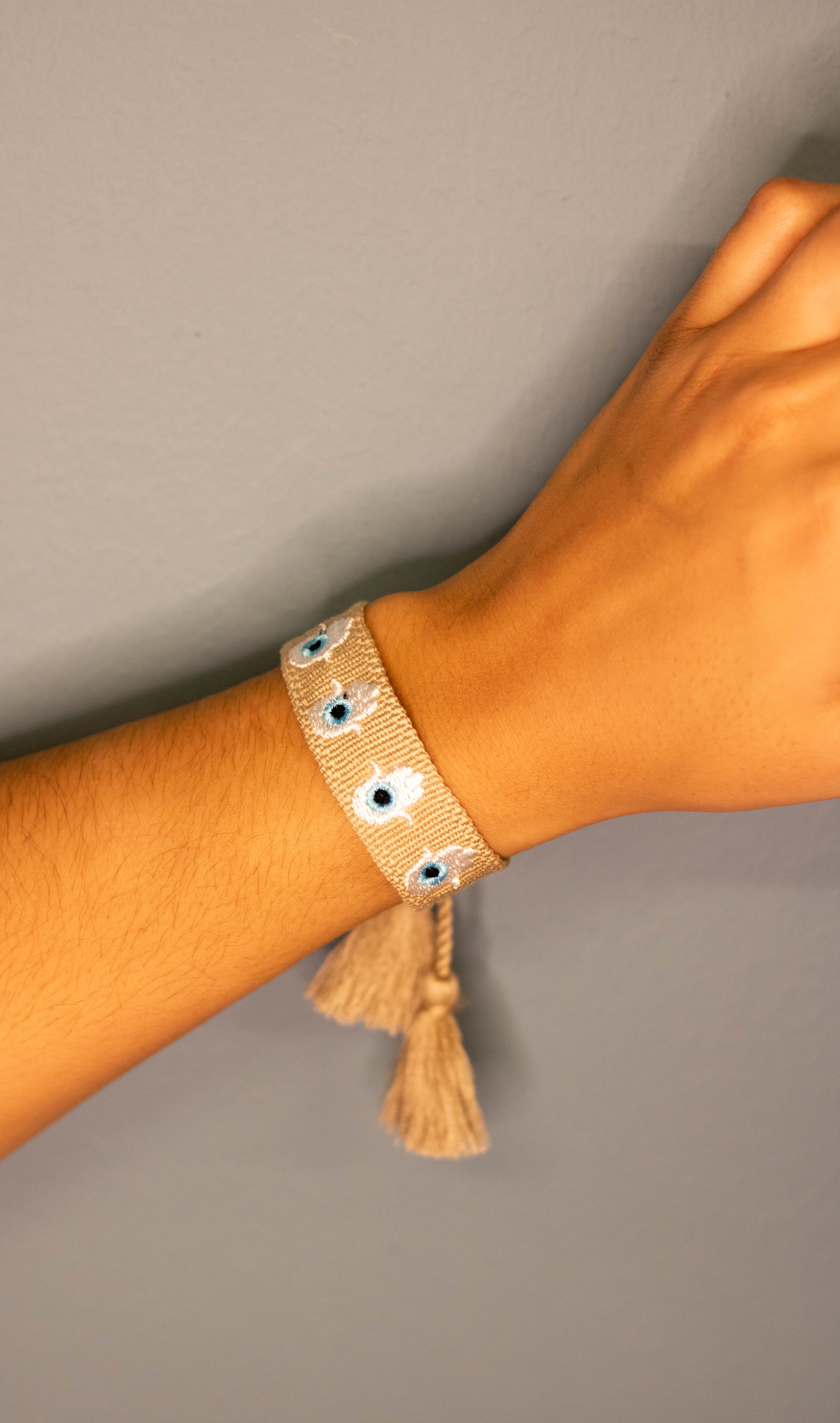 Woven Bracelet Orya Beige Lucky Eye