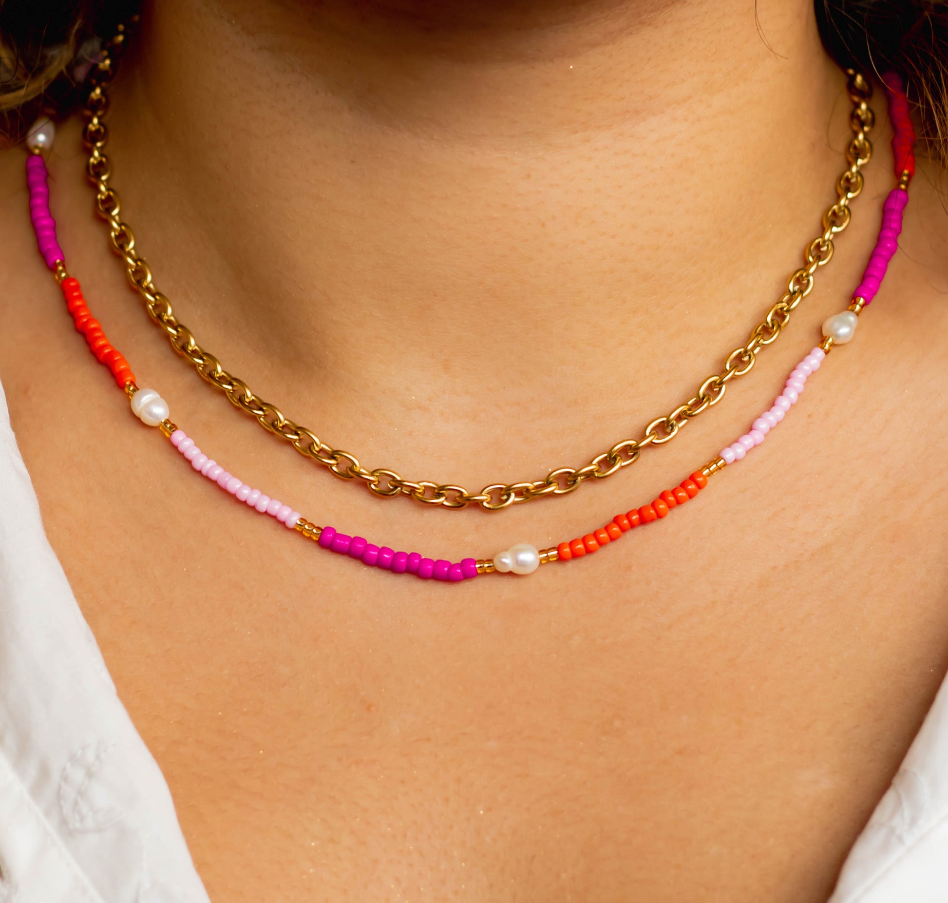 Naïa Rose and Orange Necklace