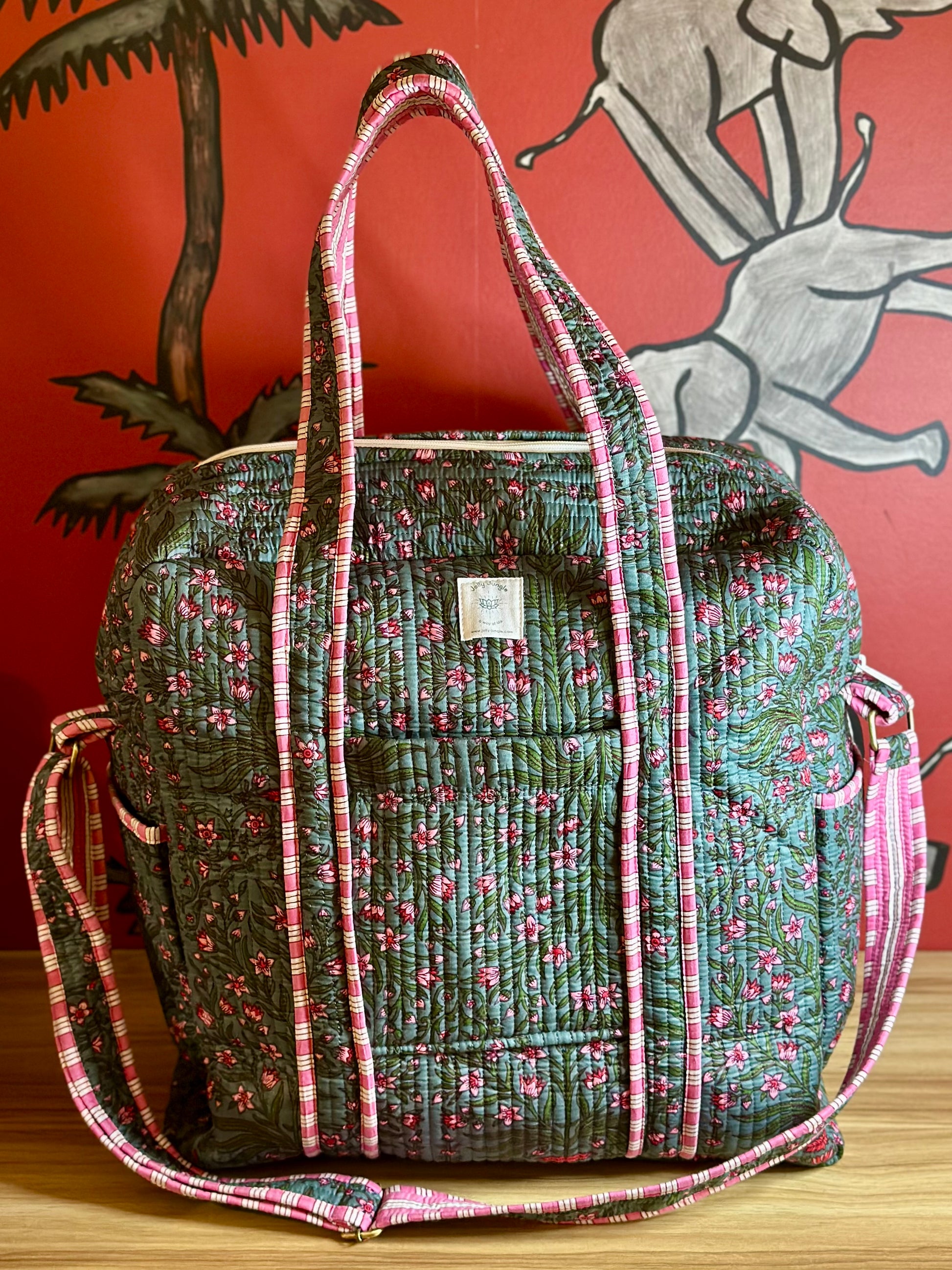 Large Green and Pink Bag