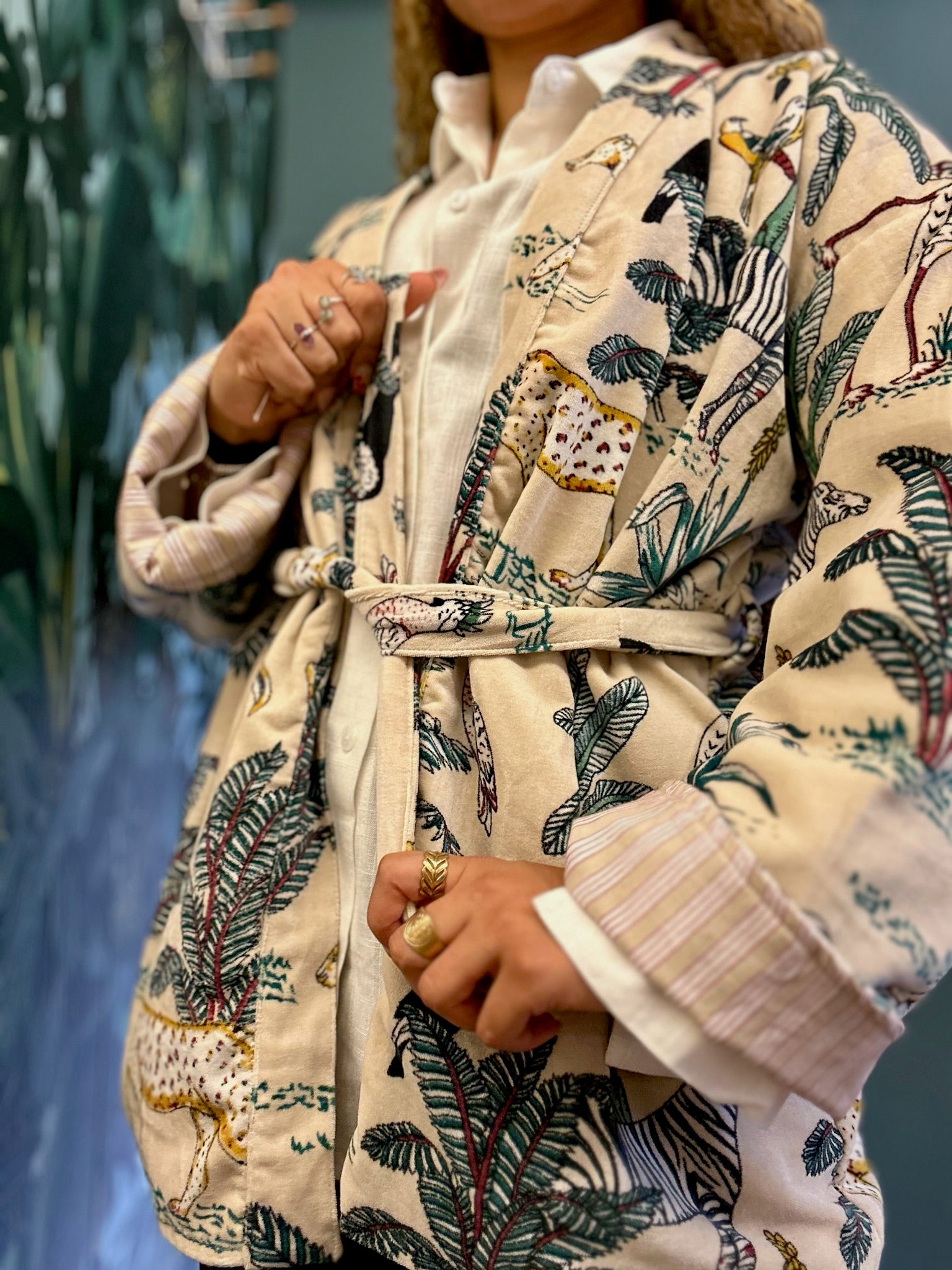 White Velour Kimono