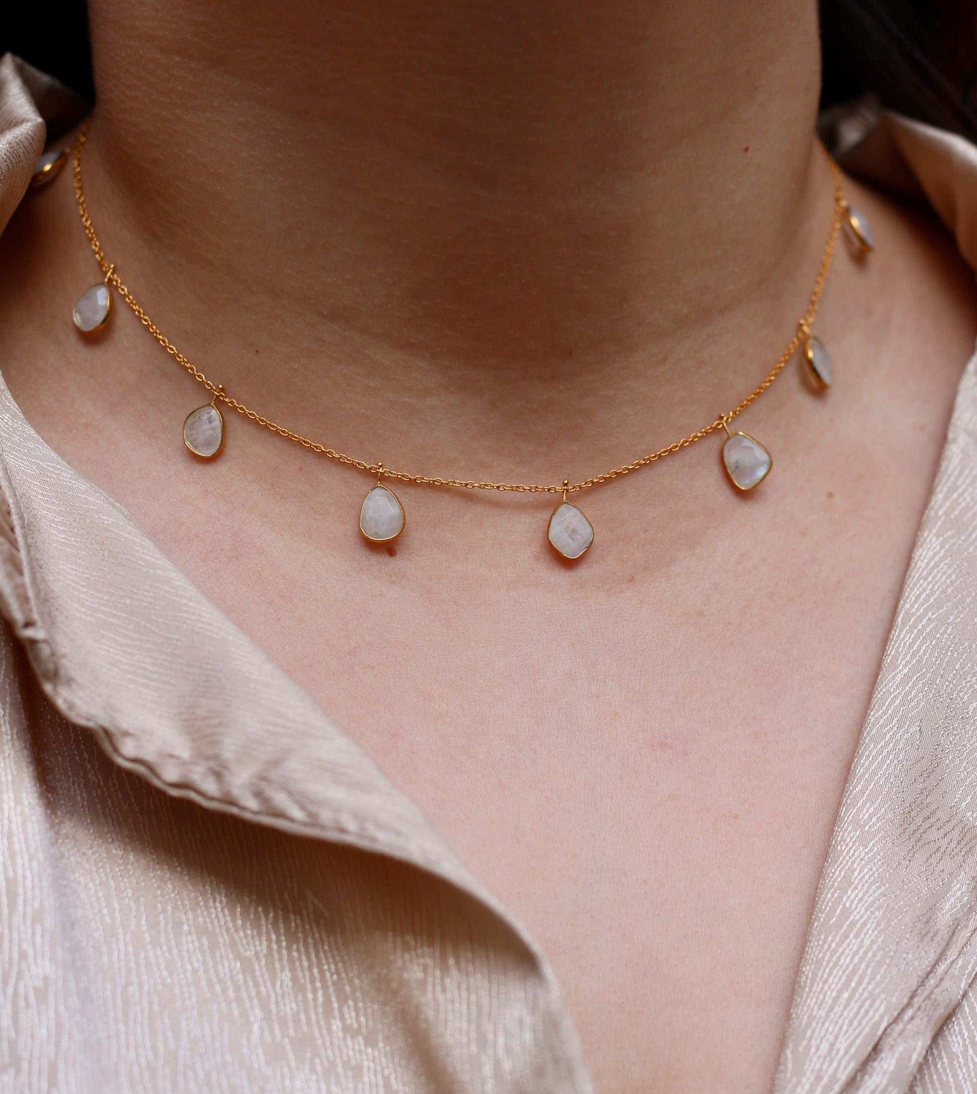 Collier way Pierre de Lune Argent Plaqué Or - Jolly Jungle