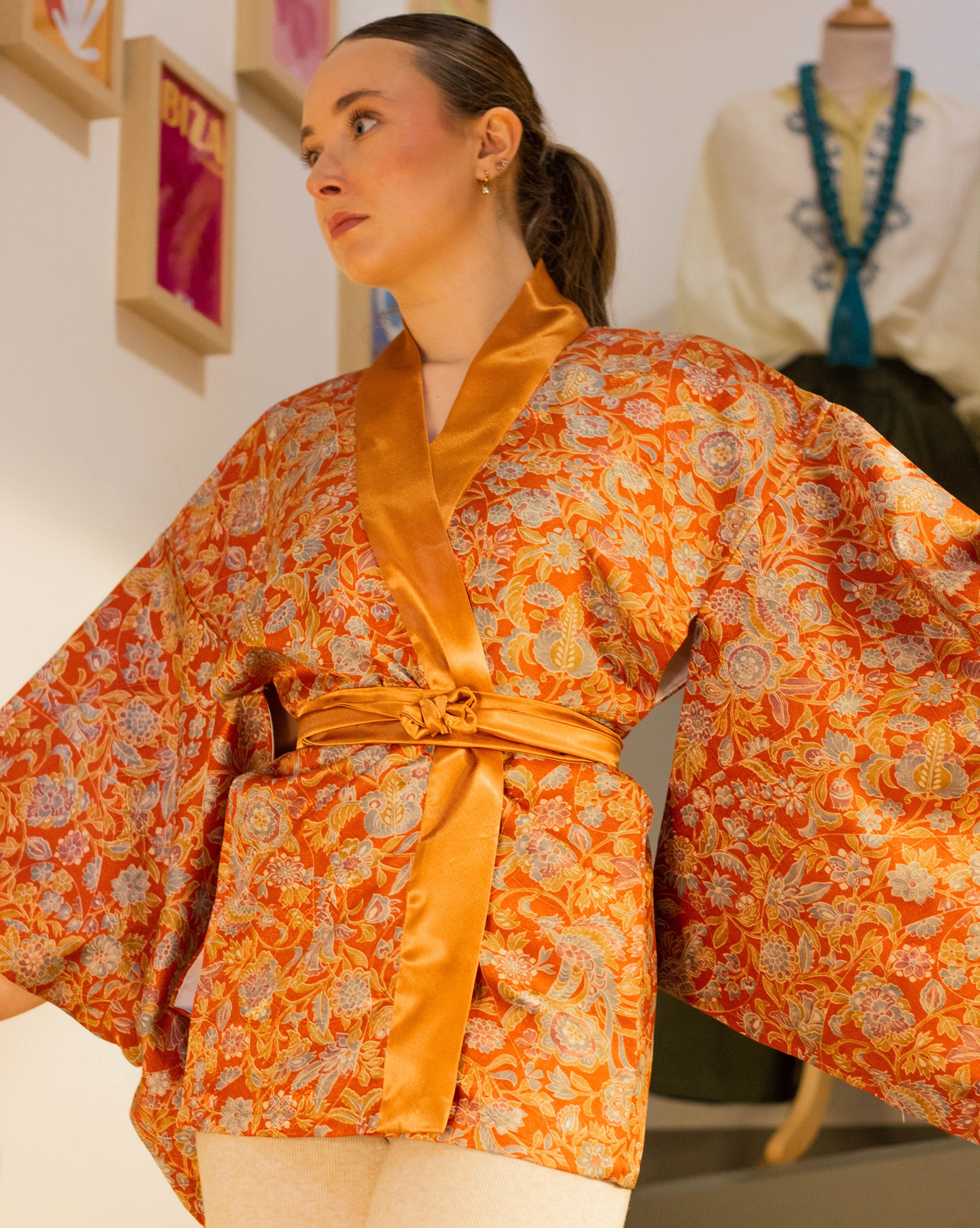 Orange Floral Kimono