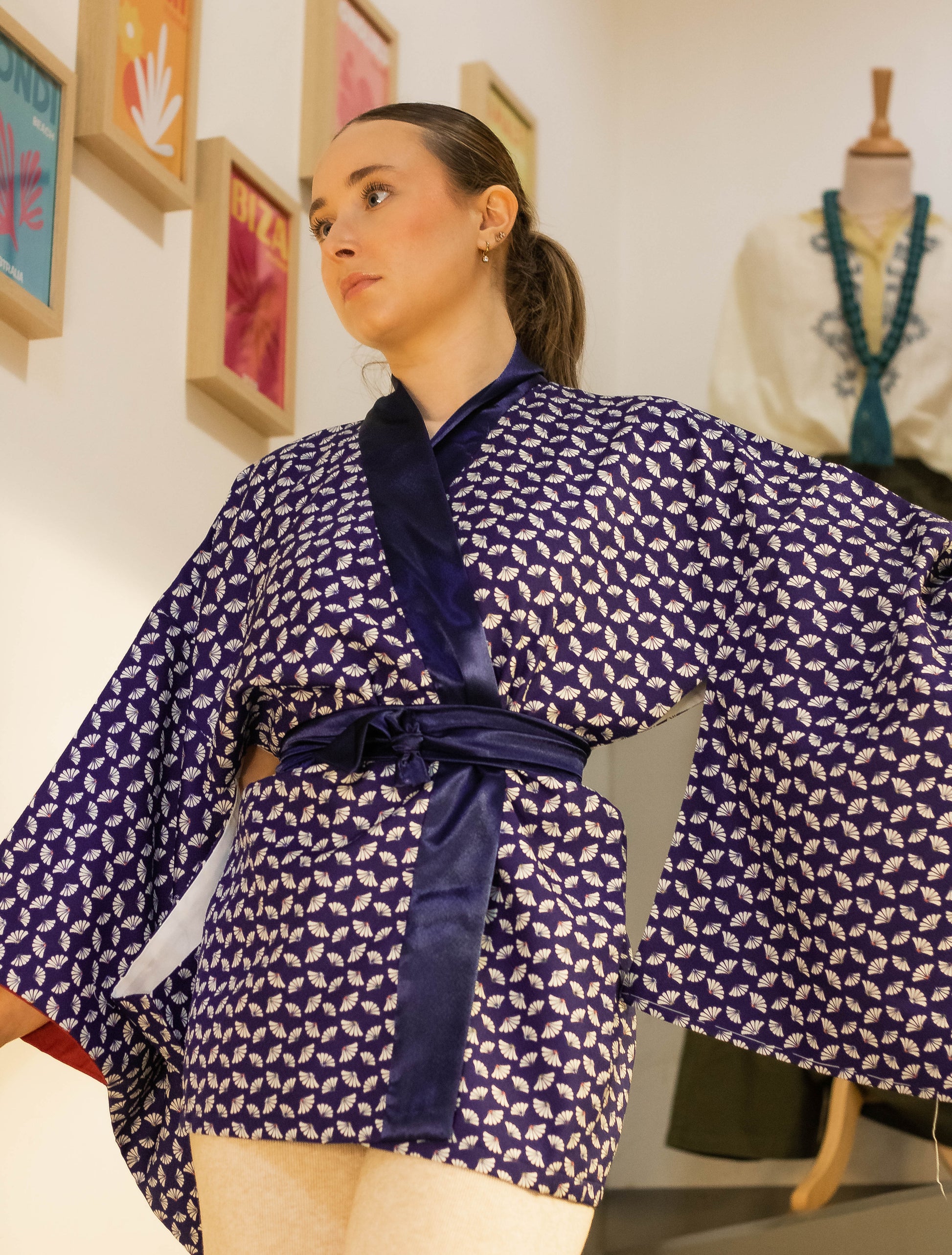 Navy Blue Kimono