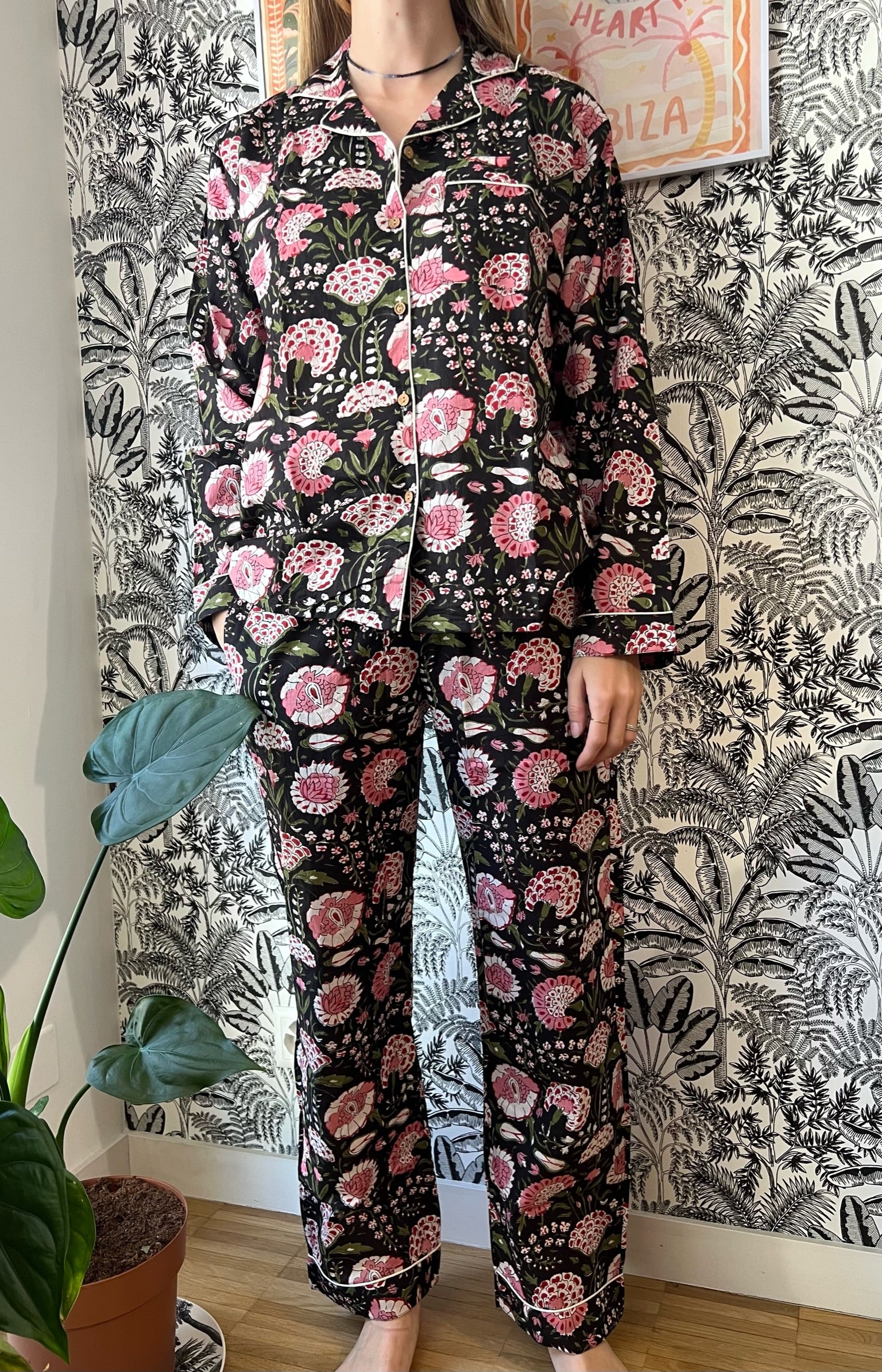 Black Flower Pajamas