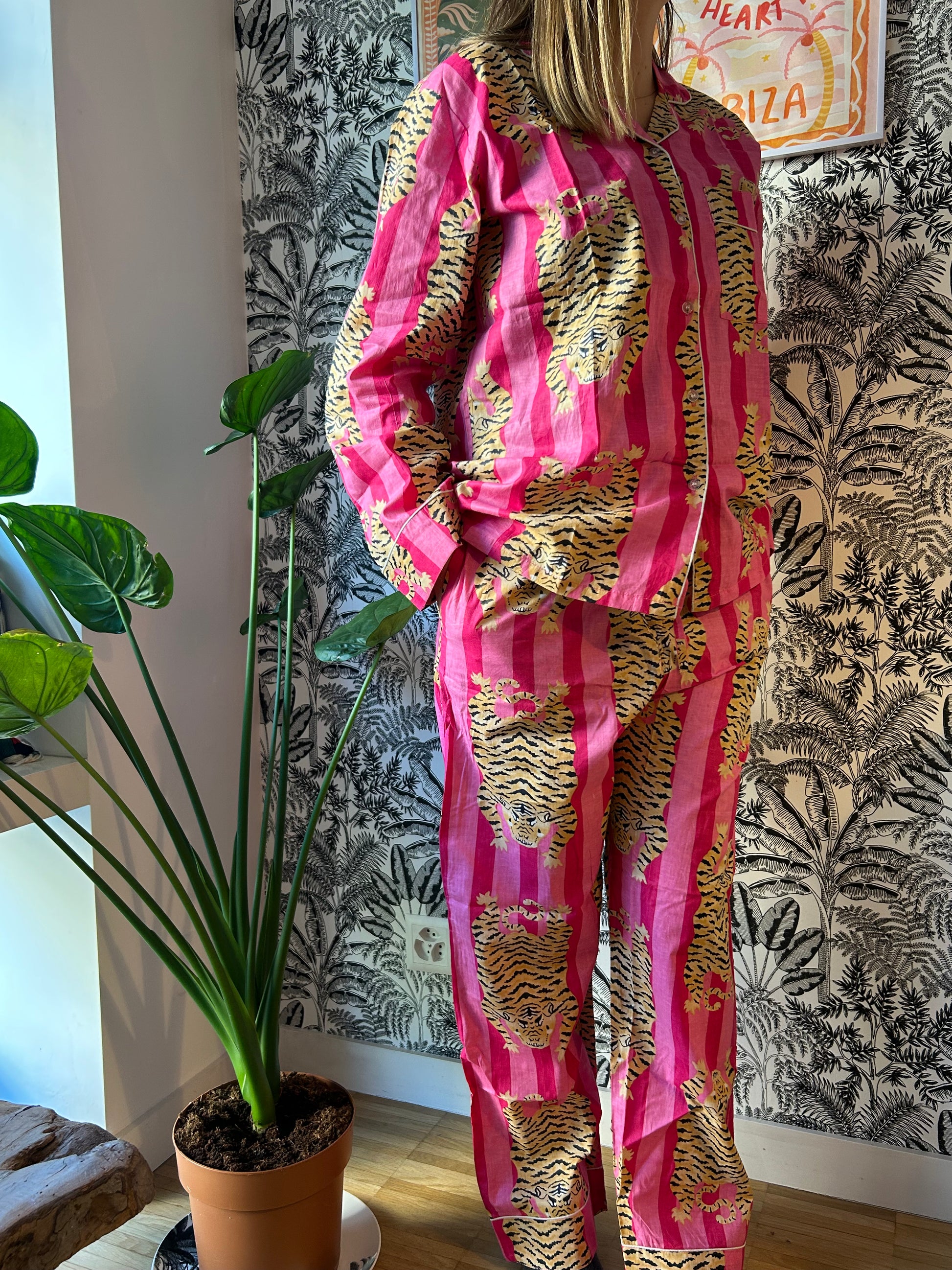 Pyjama blockprint tigre rose jolly jungle