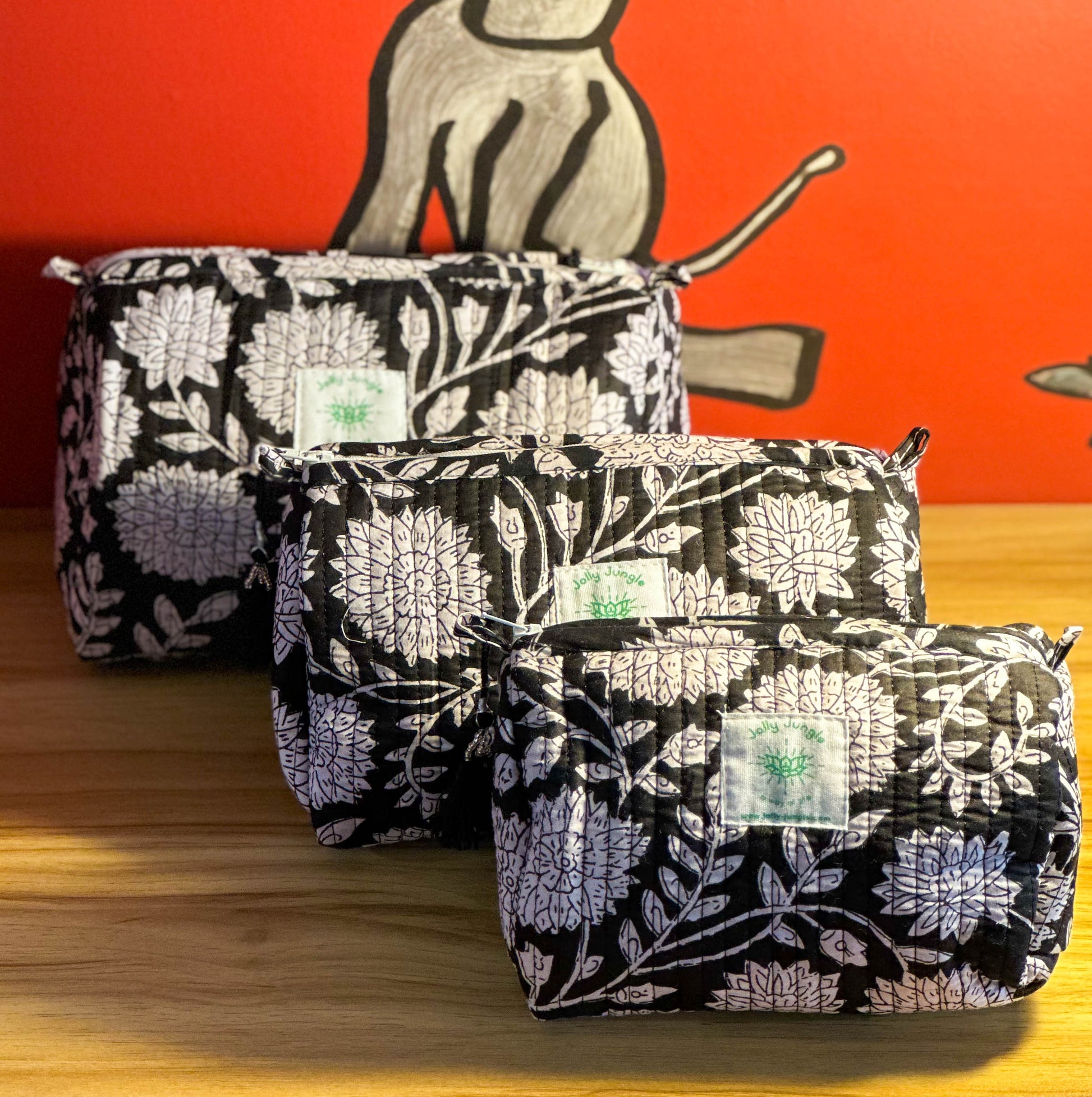 Black Flower Pouch