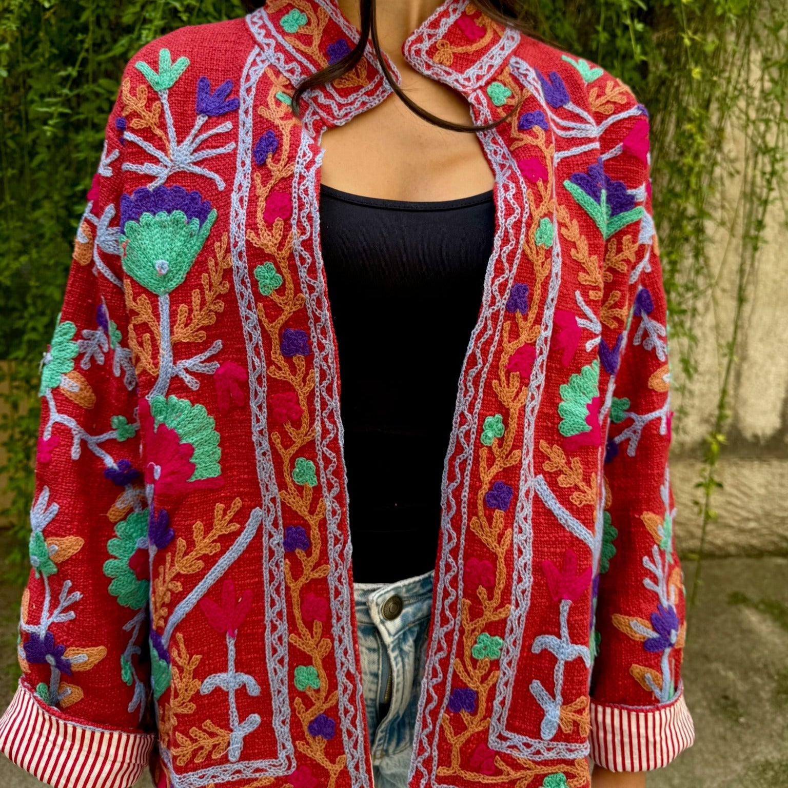 Veste Brodée Rouille