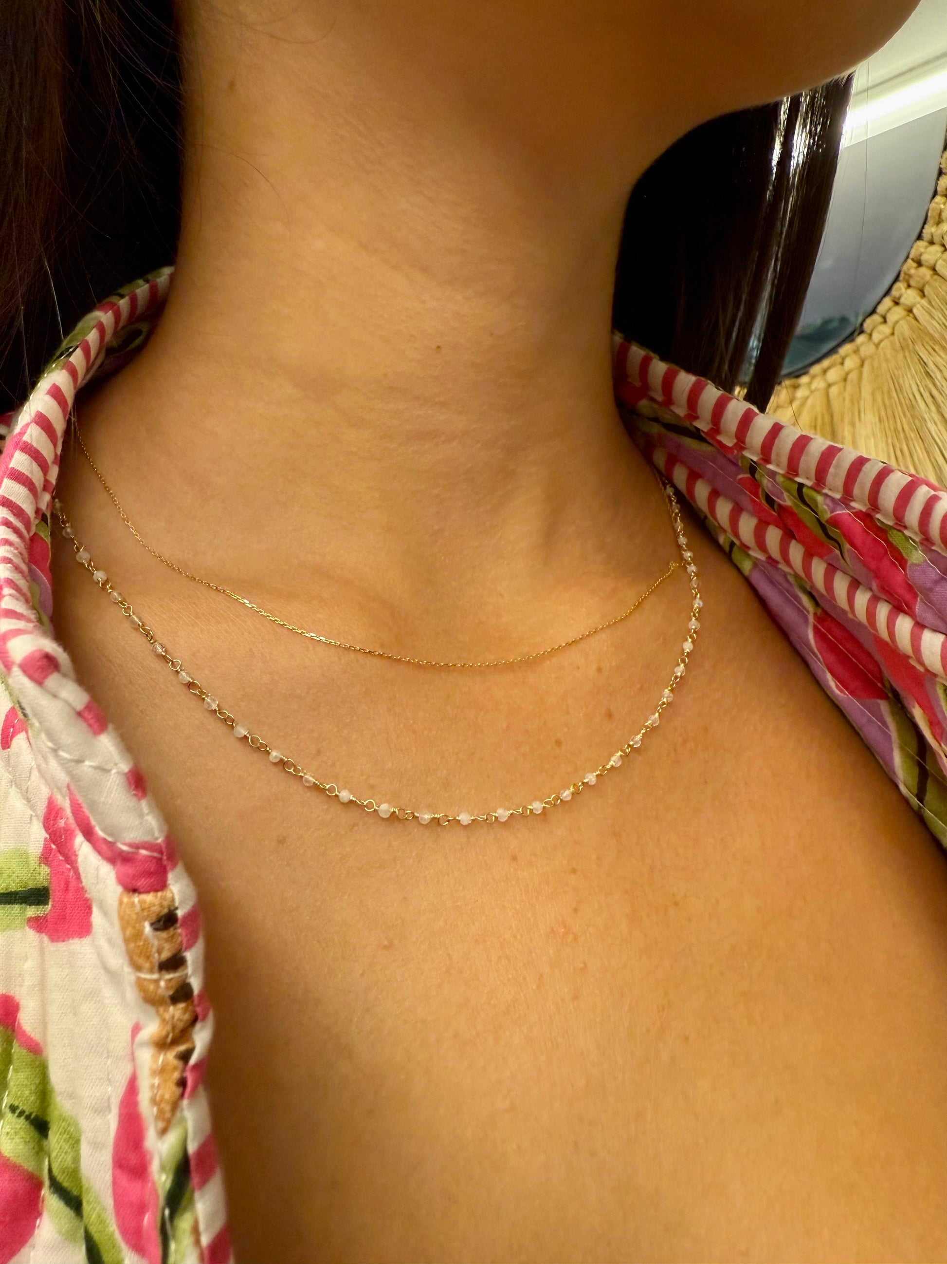 Collier double Paloma Argent Plaqué Or Pierre de Lune