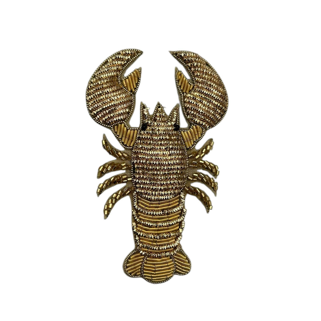 Broche brodée Homard doré