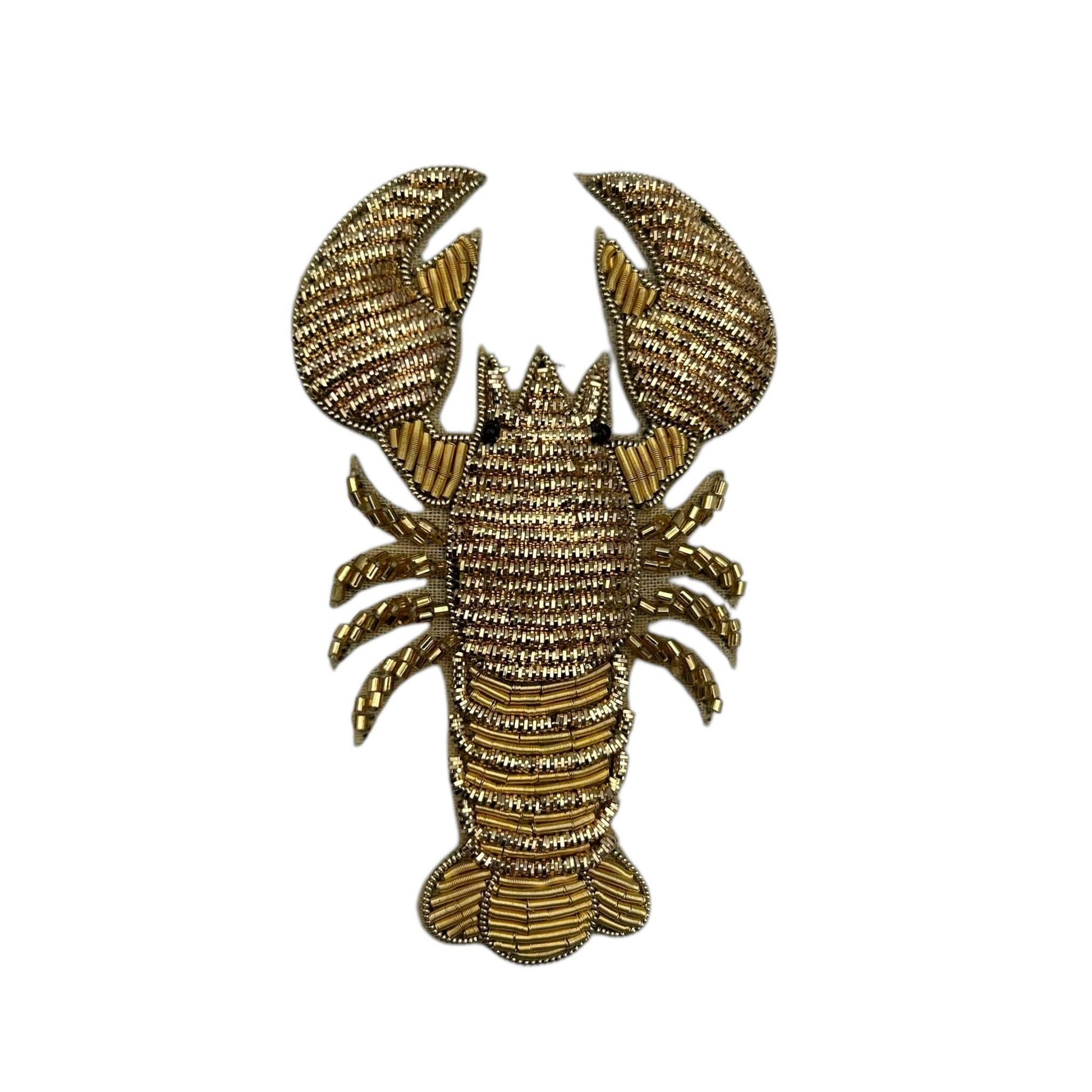 Broche brodée Homard doré
