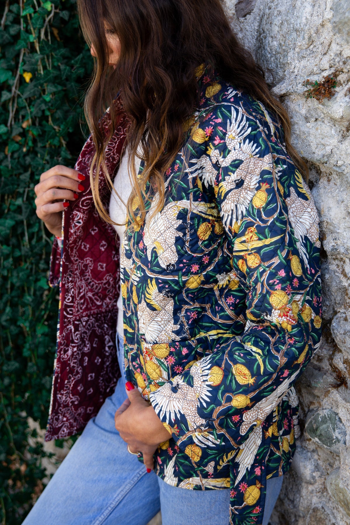 Veste Noire Cacatoès Bandana Bordeaux - Jolly Jungle 