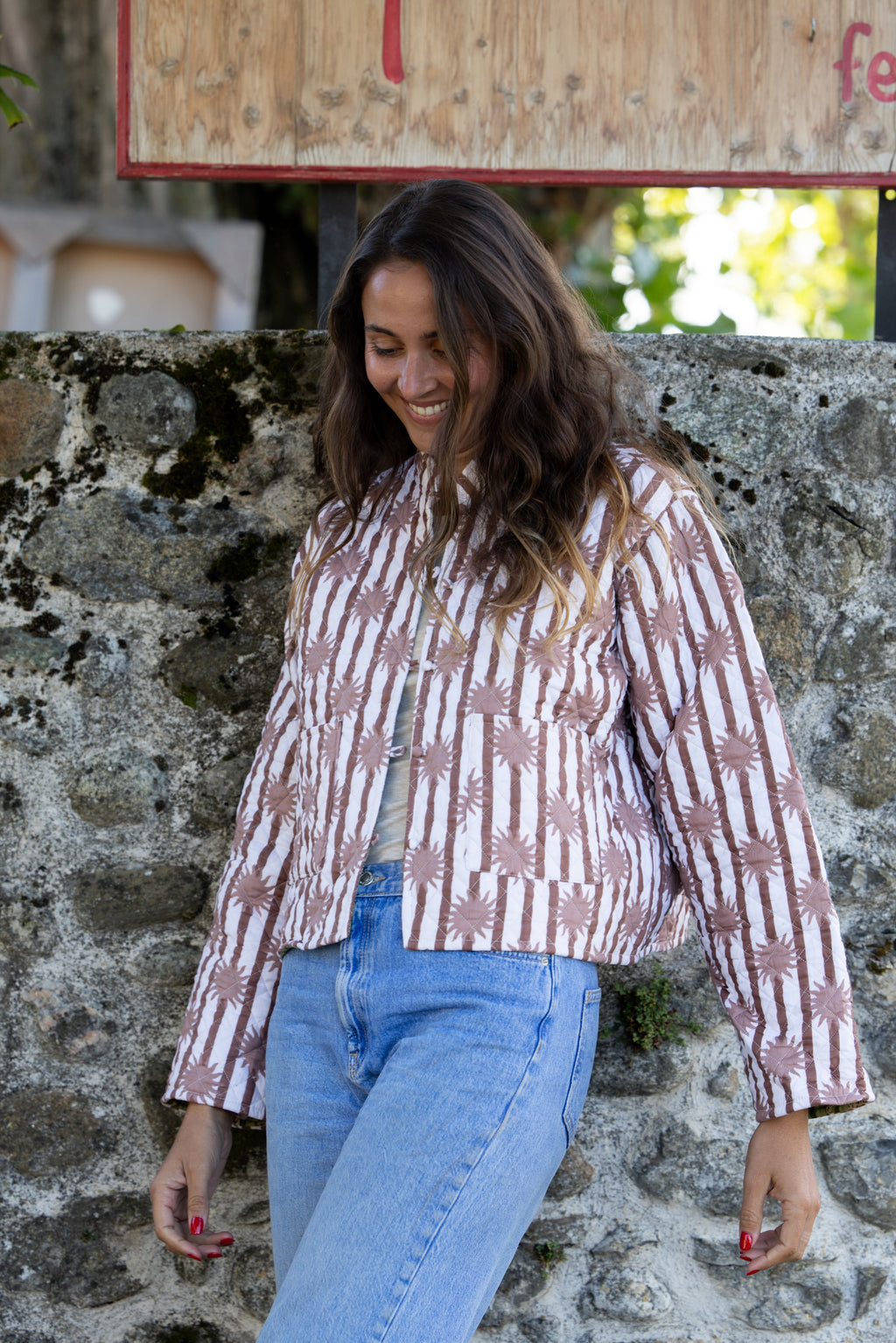 Veste Naya Rayée Soleil Beige Léopards (Réversible) - Jolly Jungle 