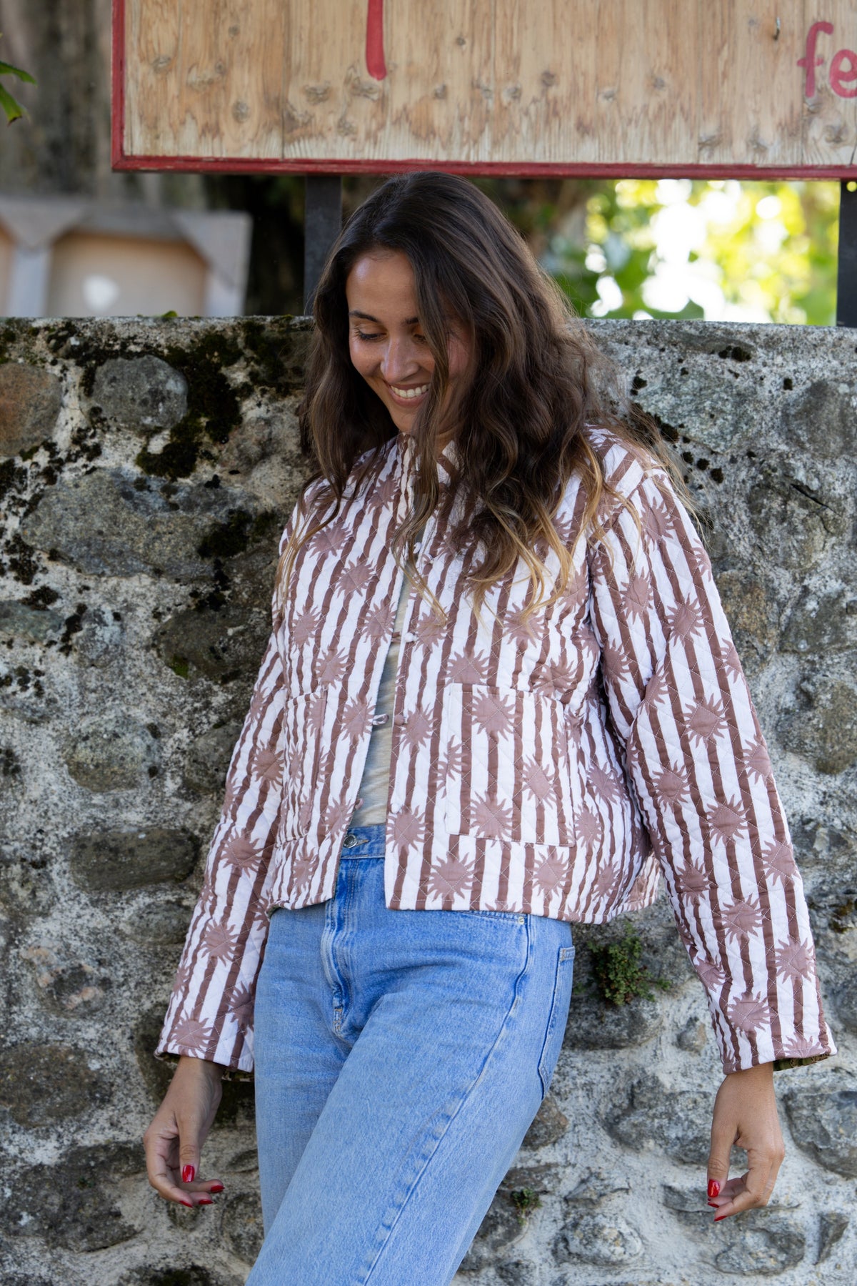 Veste Naya Rayée Soleil Beige Léopards (Réversible)