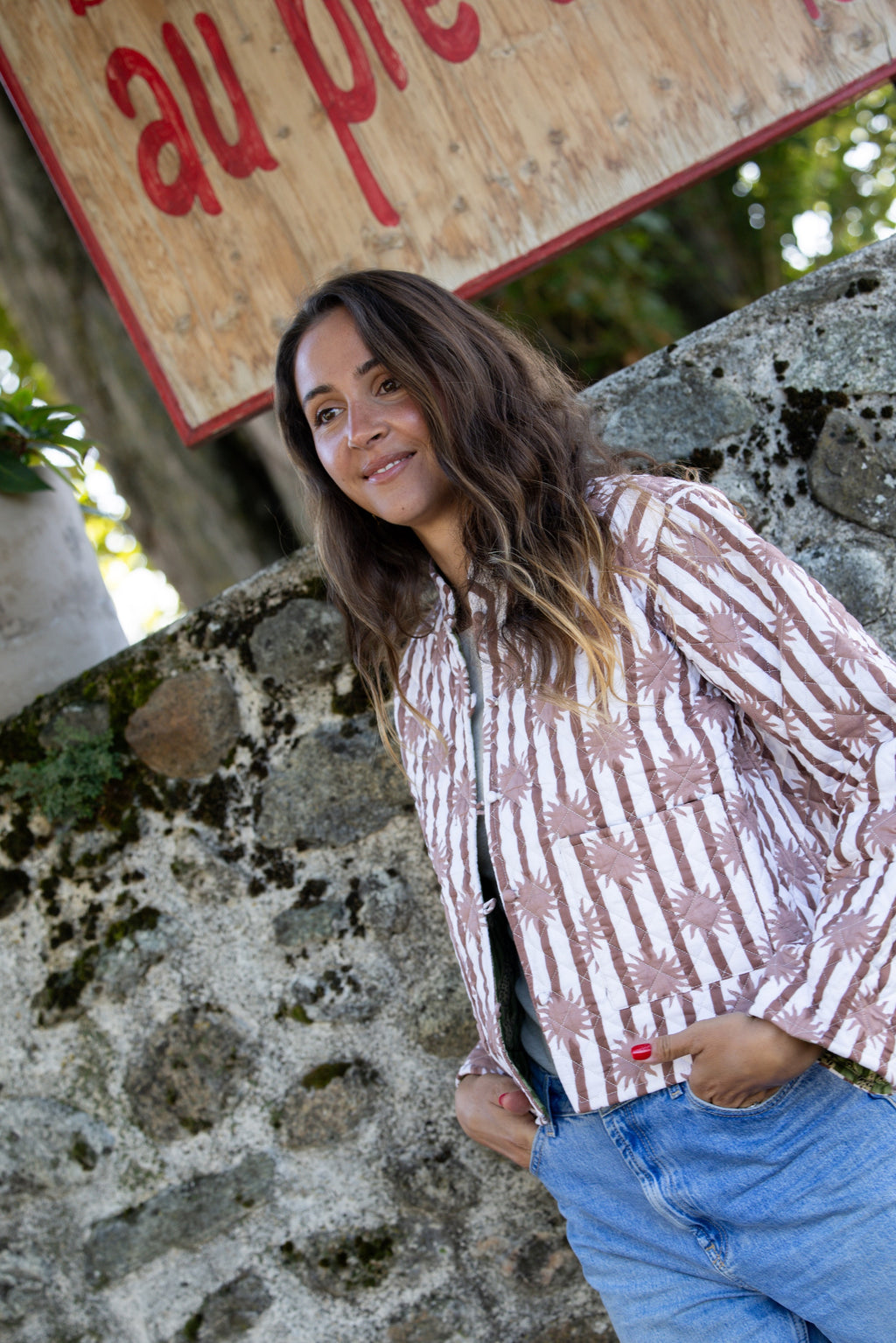 Veste Naya Rayée Soleil Beige Léopards (Réversible) - Jolly Jungle 
