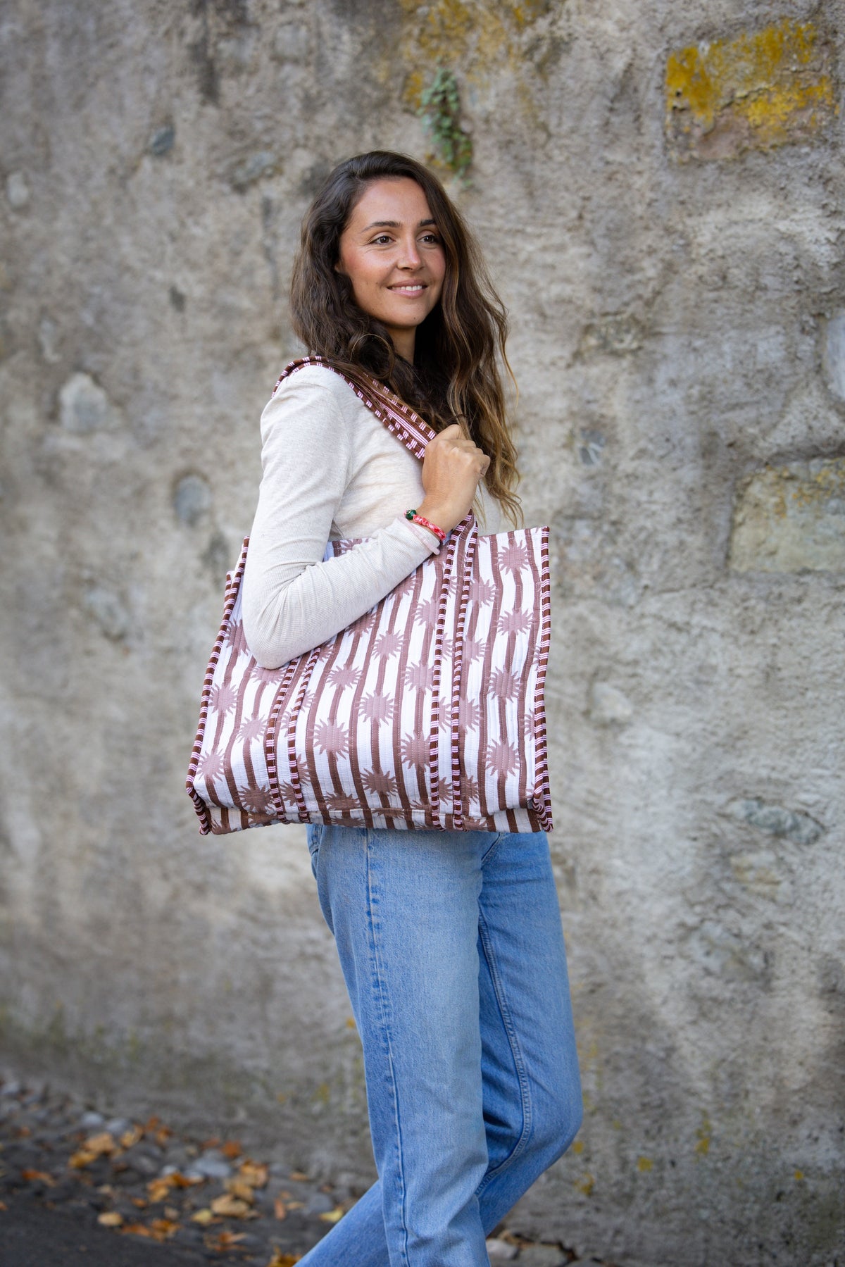 Sac Tote Rayé Soleil beige