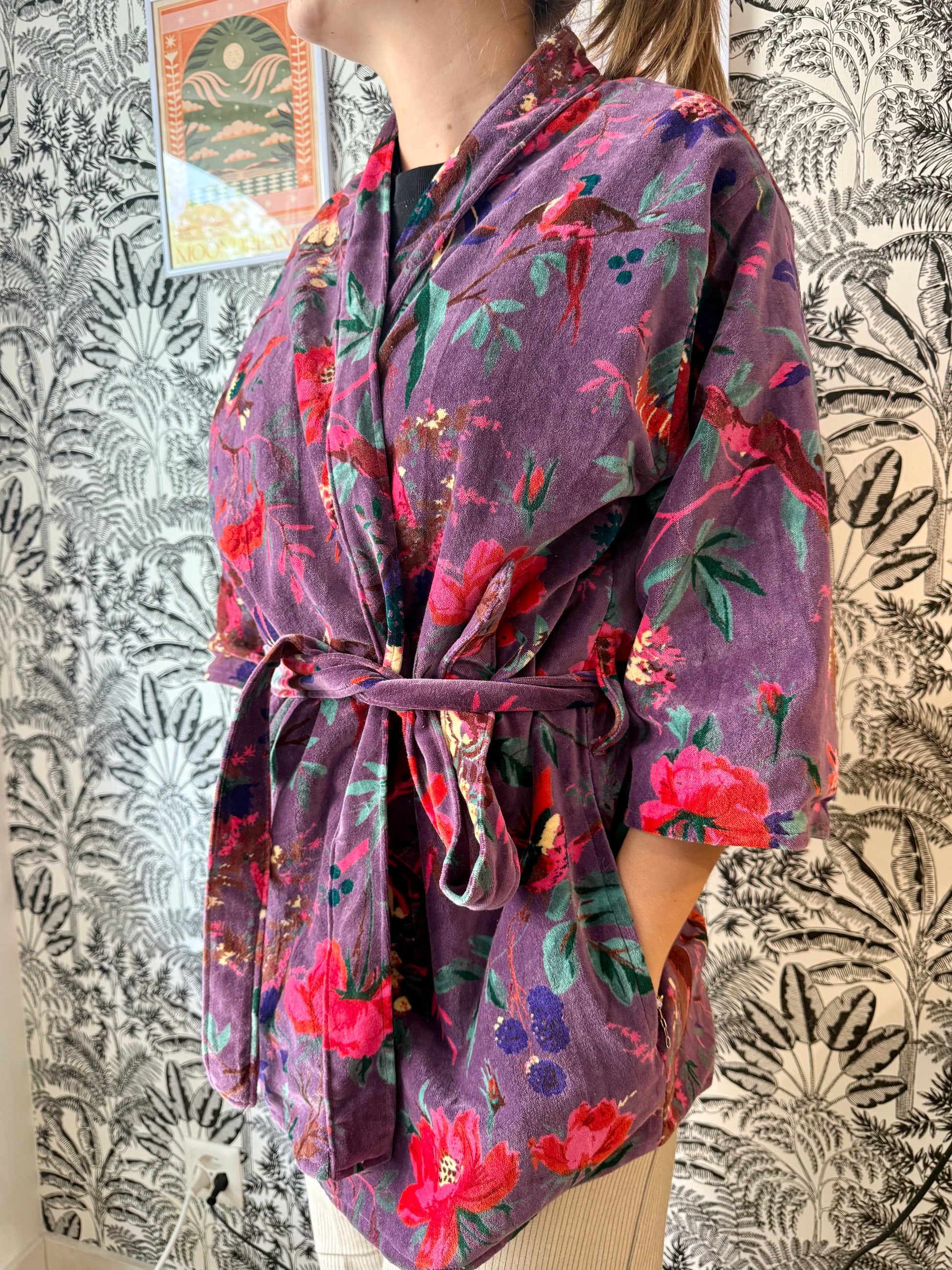 Kimono Velour Jungle Lounge Violet