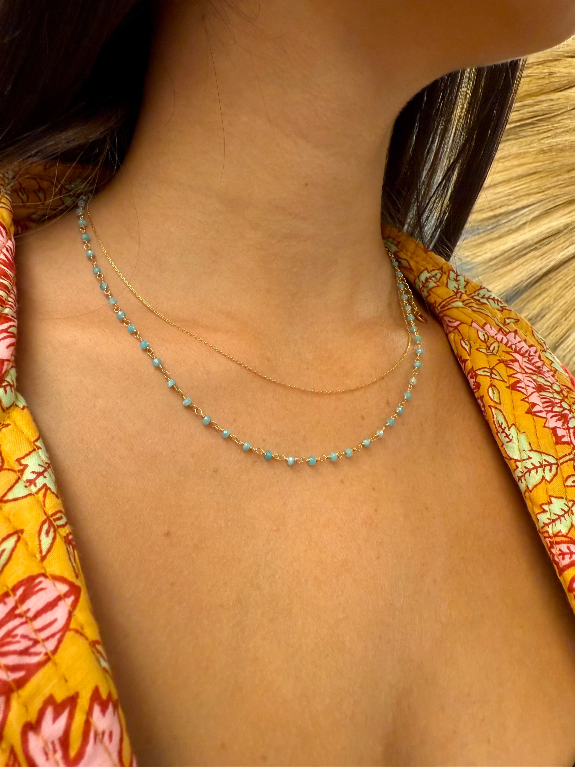 Collier double Paloma Argent Plaqué Or Amazonite