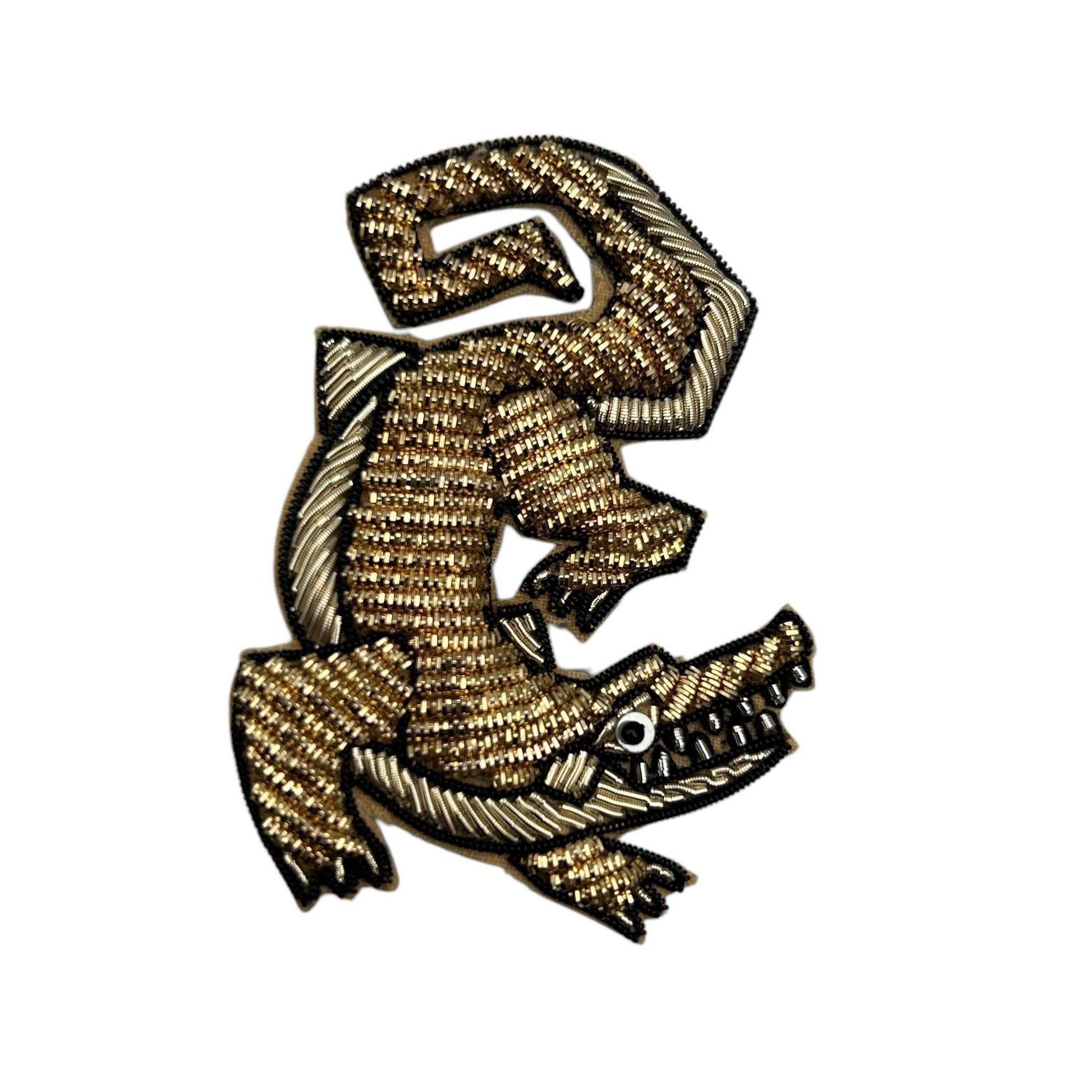 Broche crocodile en perles