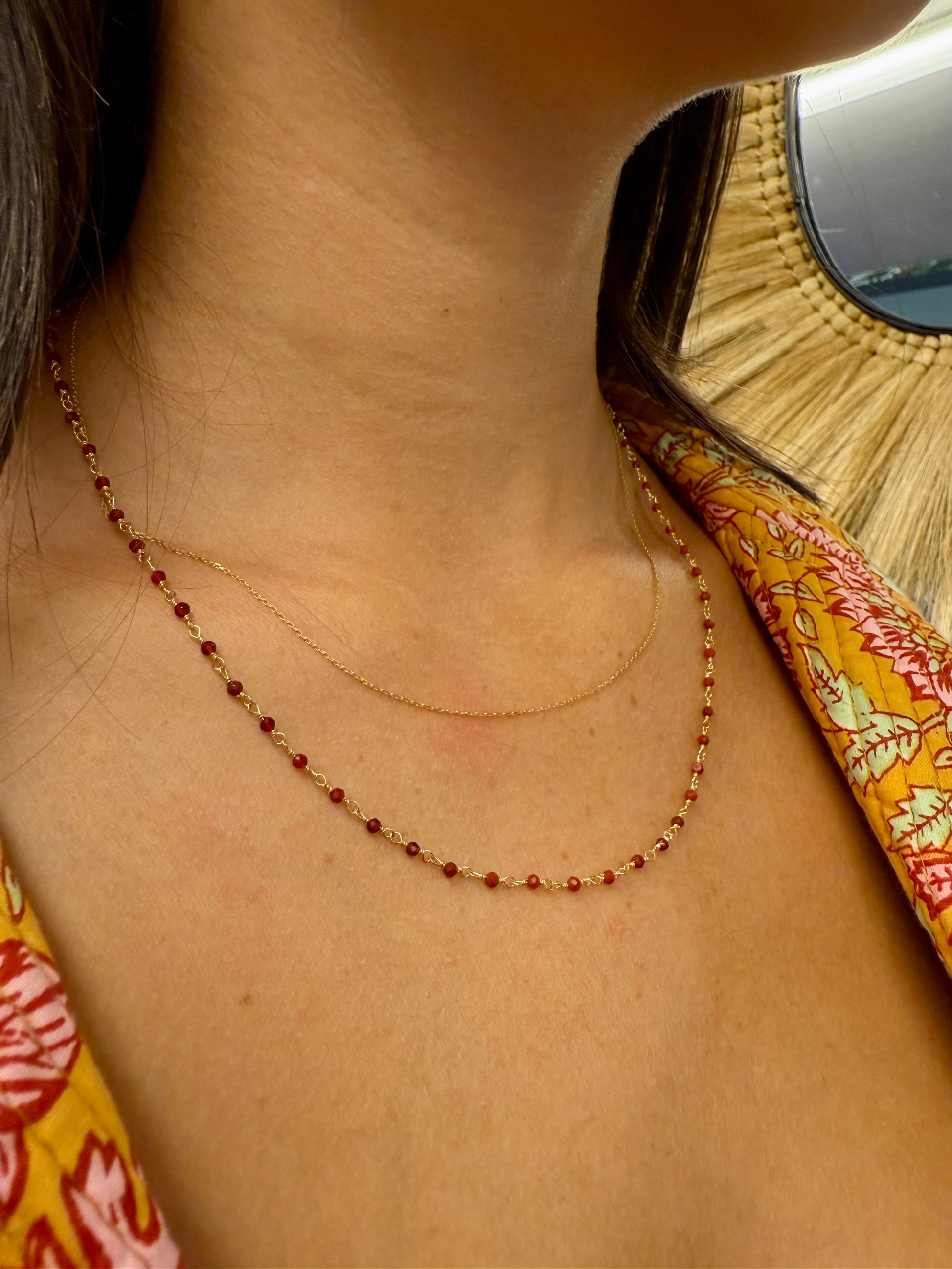 Collier double Paloma Argent Plaqué Or Cornaline