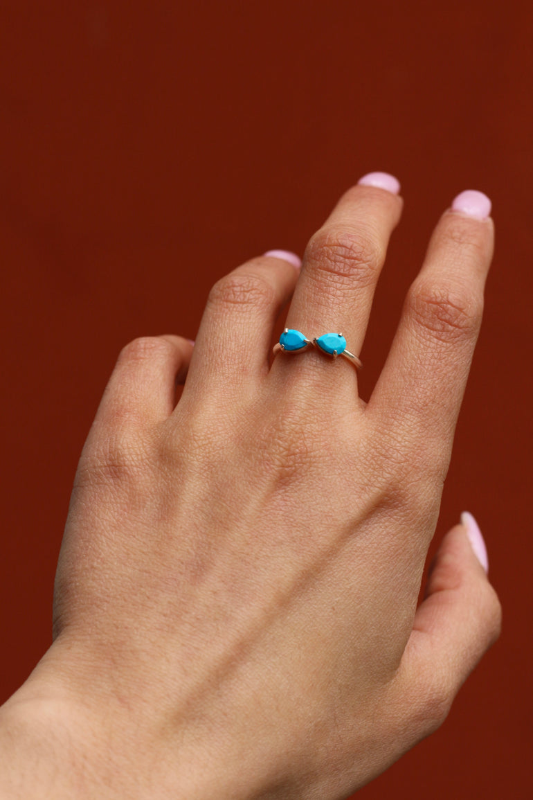 Bague Mia Réglable Turquoise Argent