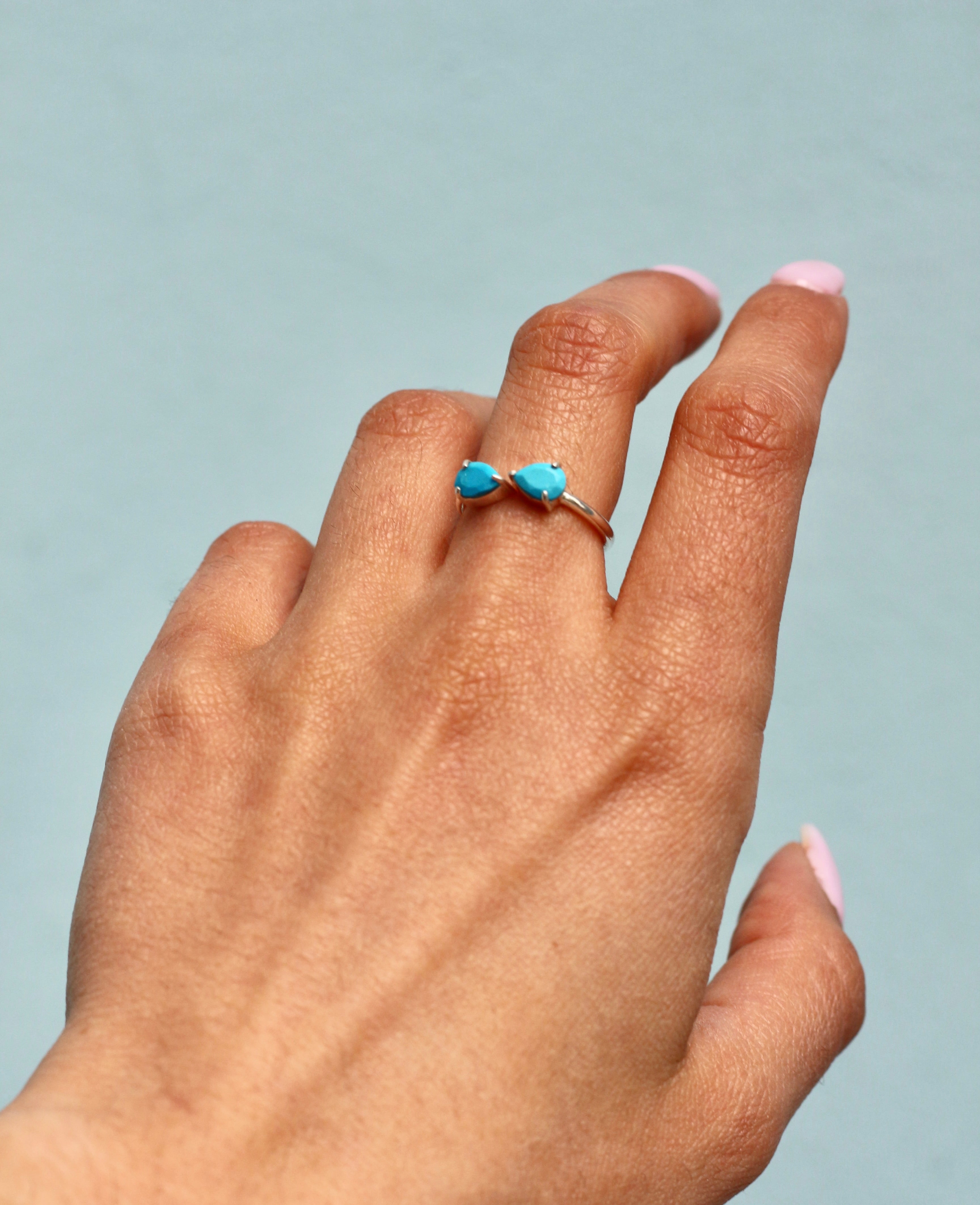 Bague Mia Réglable Turquoise Argent