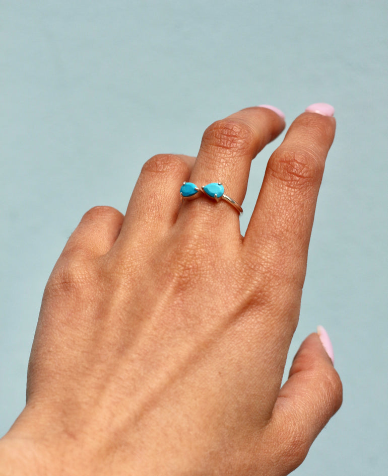 Bague Mia Réglable Turquoise Argent