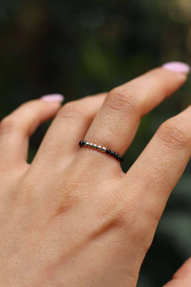 C - Bague Mila Argent Spinelle Noire