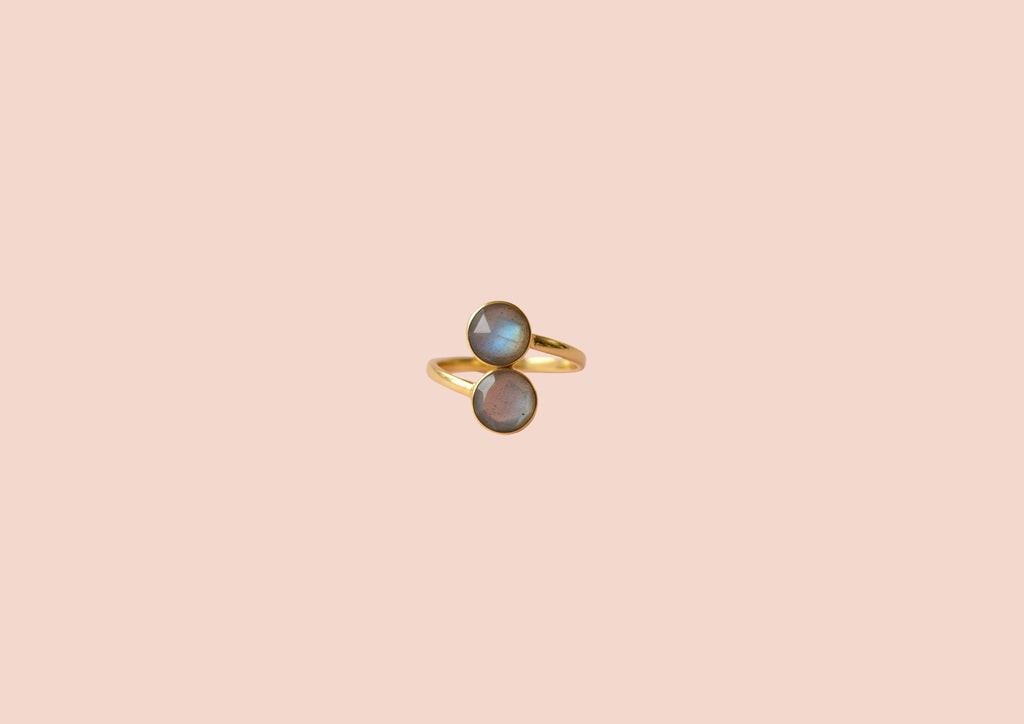 Bague Sydney Labradorite Argent Plaqué Or