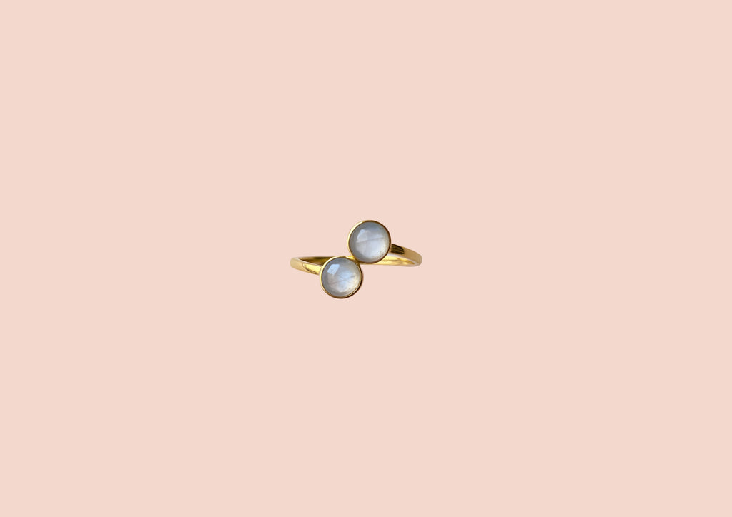 Bague Sydney Pierre de Lune Argent Plaqué Or