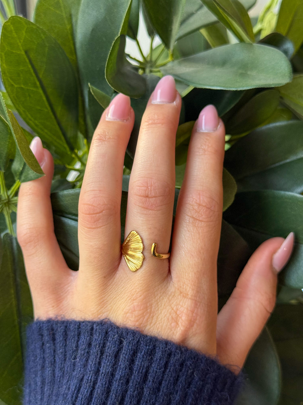 Bague feuille de Ginkgo