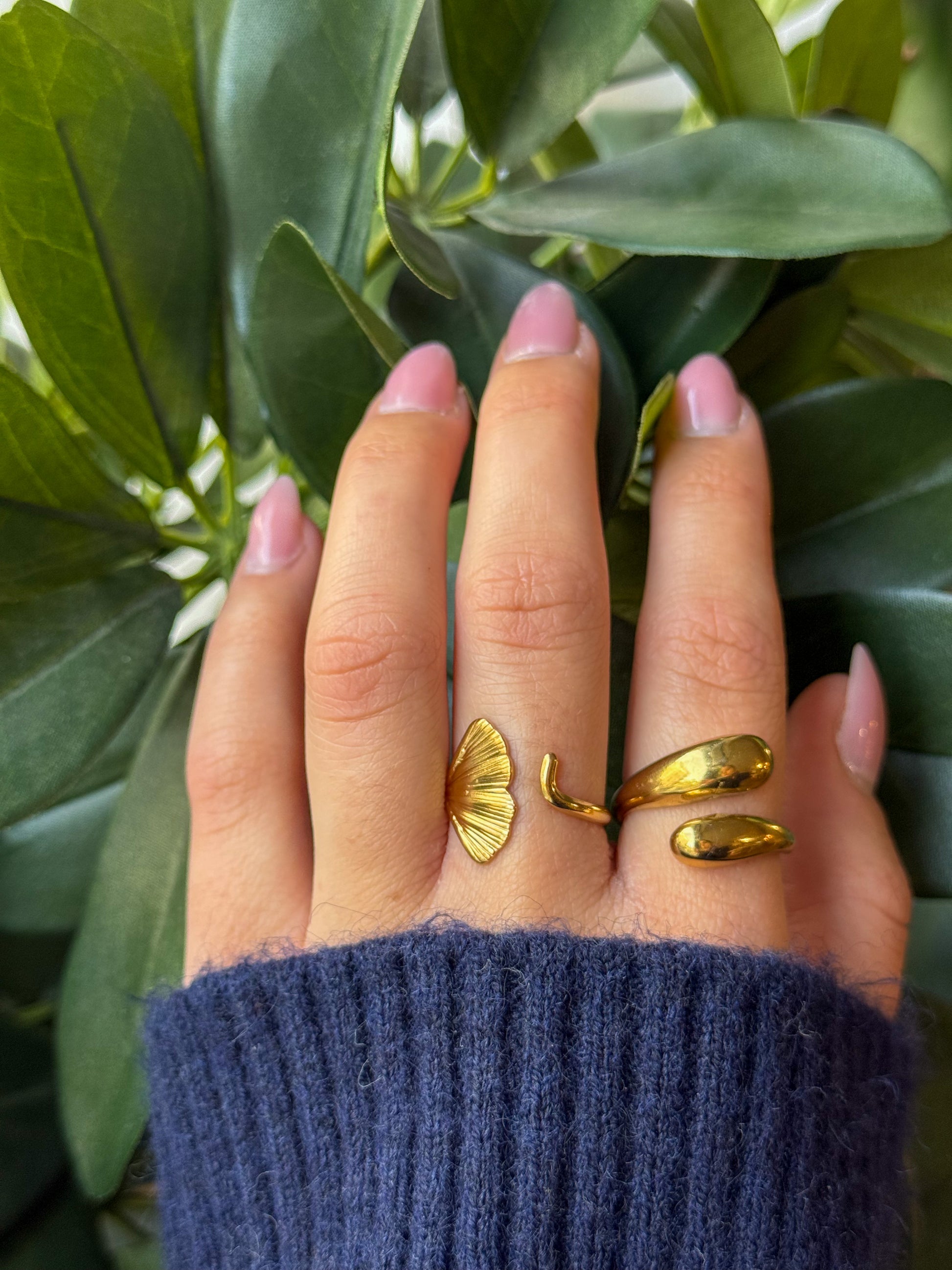 Bague feuille de Ginkgo