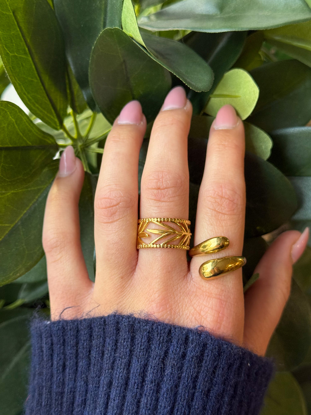 Bague feuille tropicale