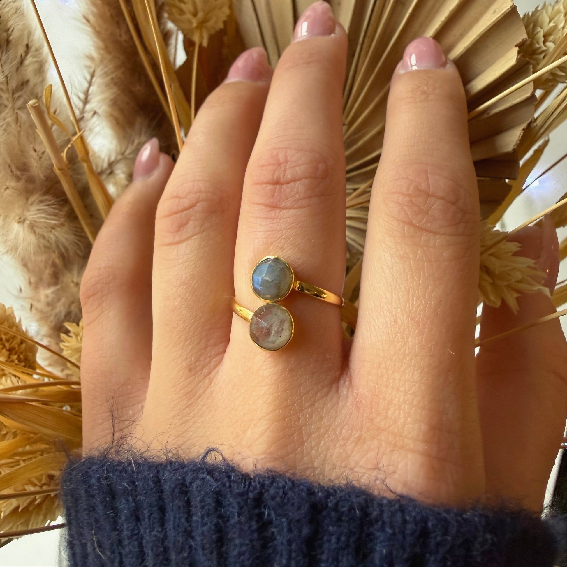 Bague Sydney Labradorite Argent Plaqué Or