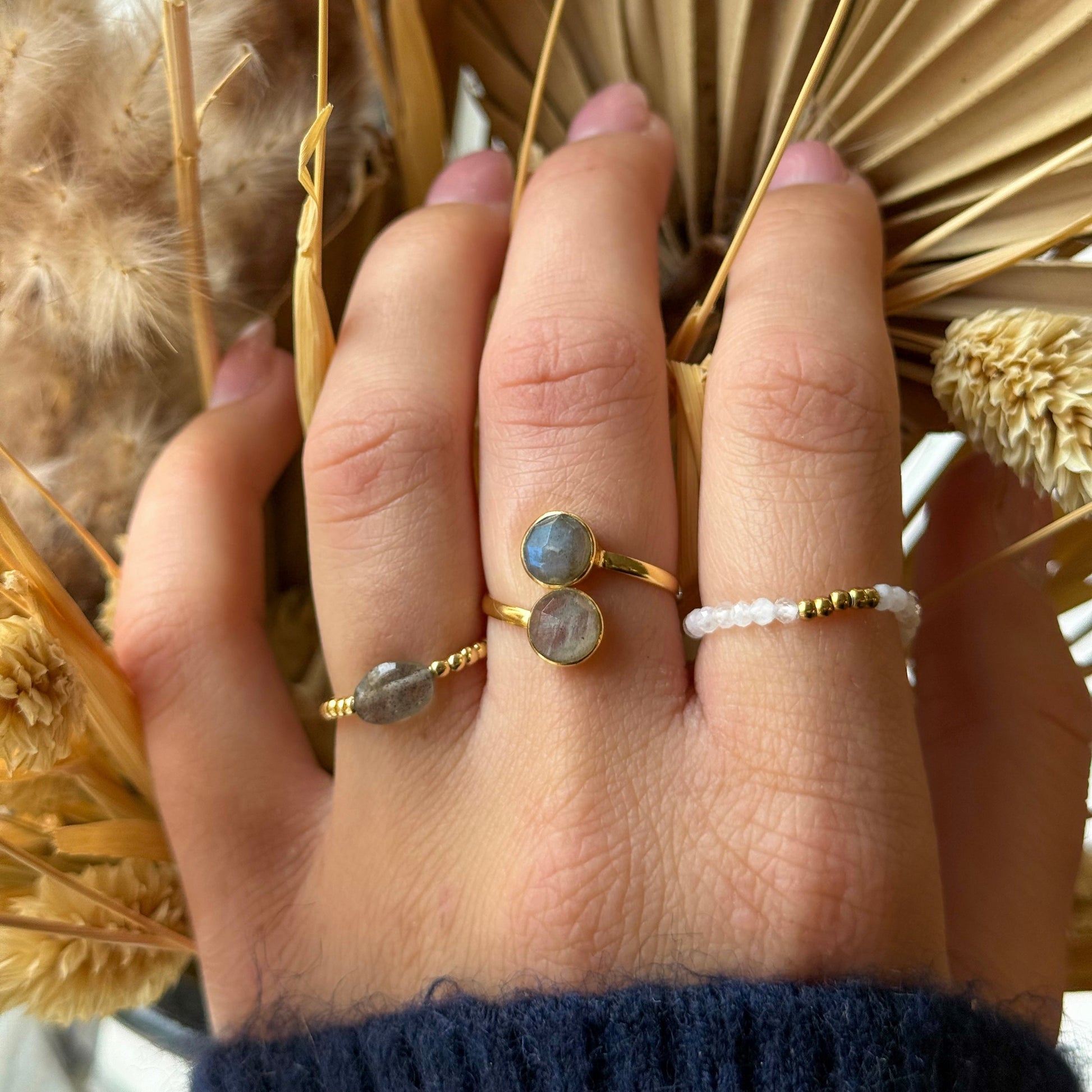 Bague Sydney Labradorite Argent Plaqué Or