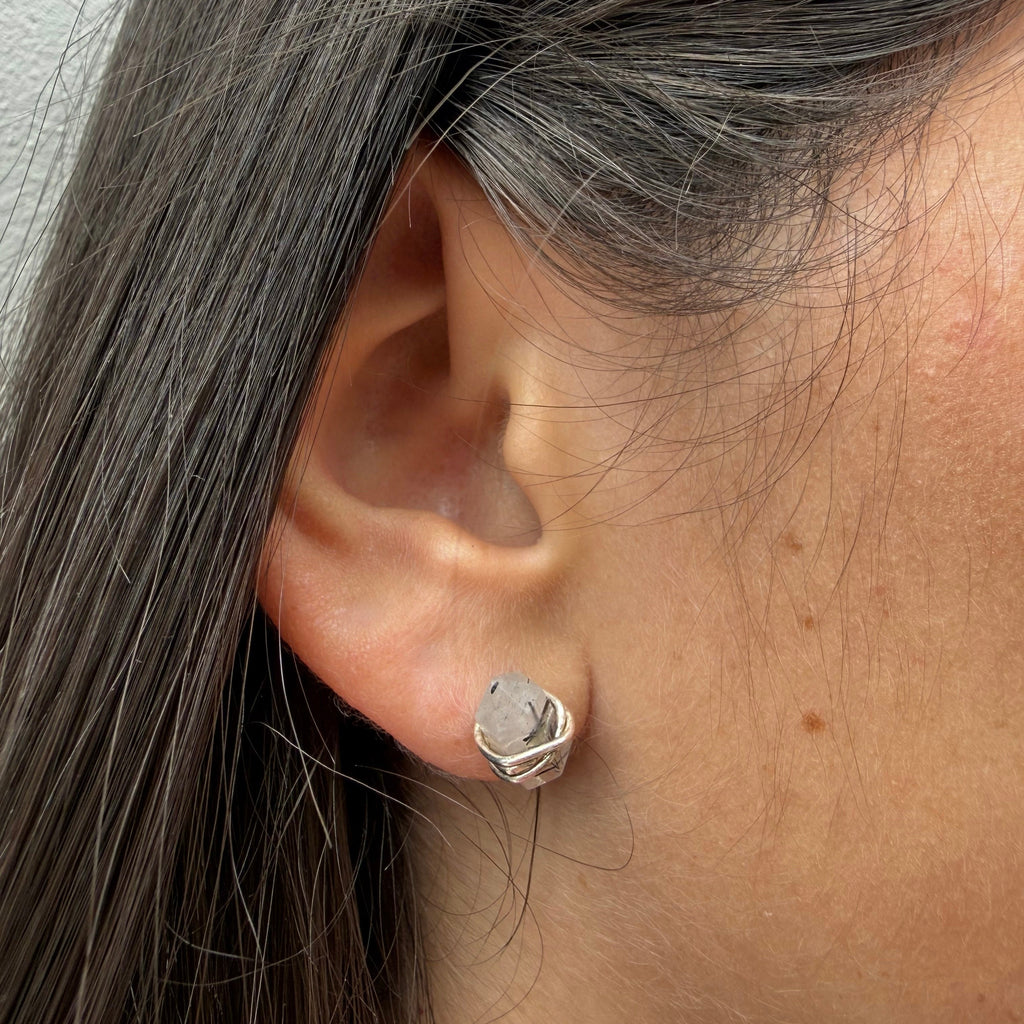Boucles Argent Everest Black Rutile