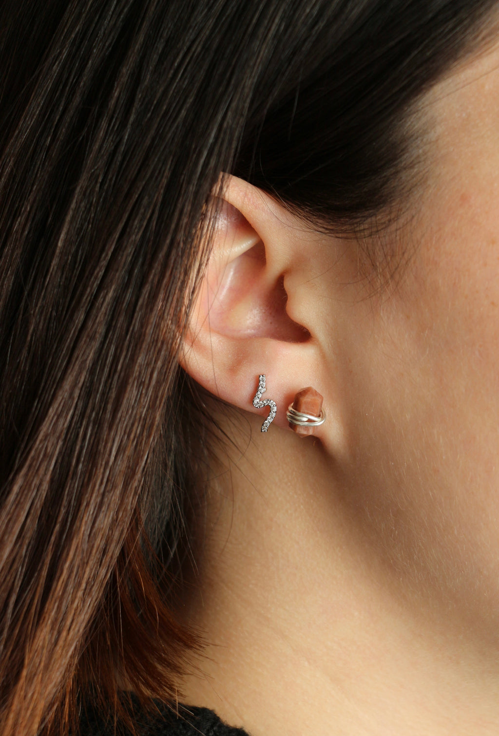 Boucles Argent Everest Chocolate Moonstone