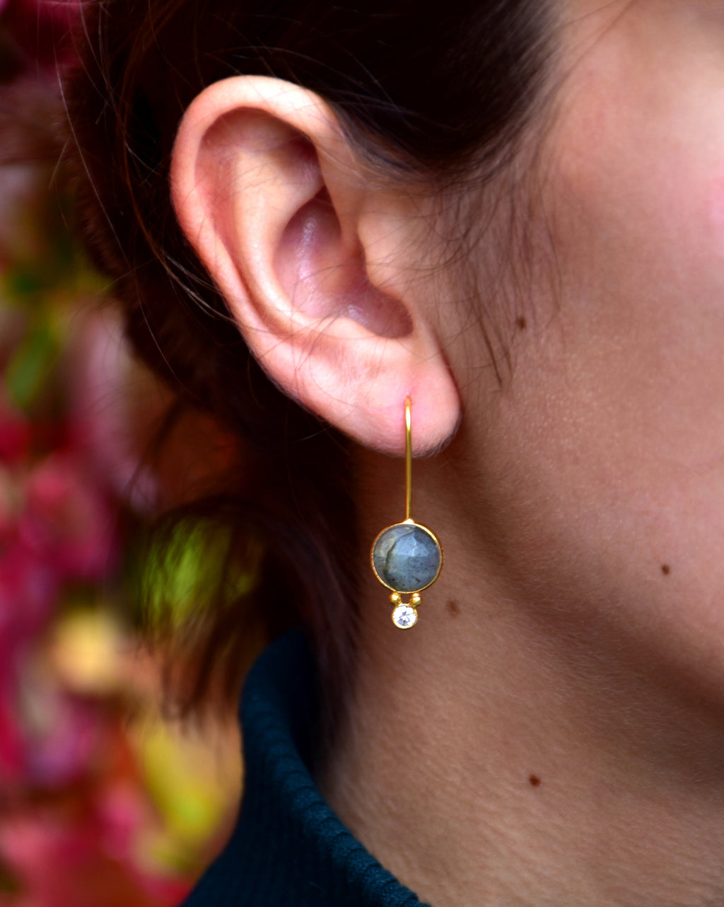 Boucles Dara Labradorite Argent Plaqué Or