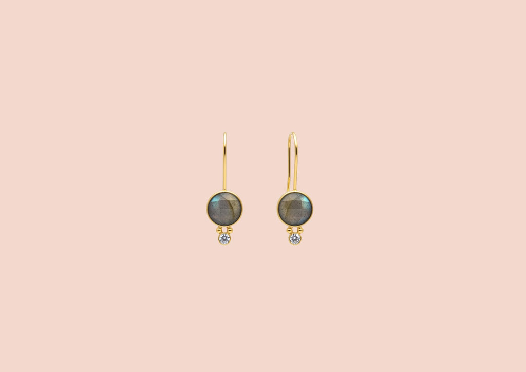 Boucles Dara Labradorite Argent Plaqué Or