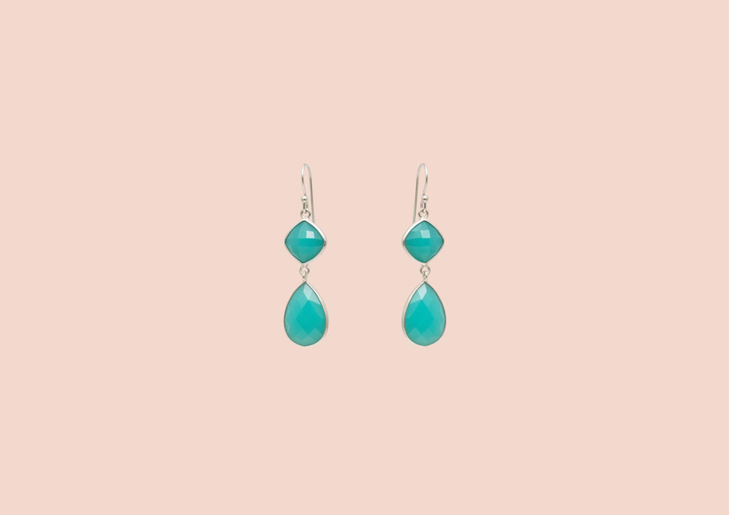 Boucles Ella Argent Aqua Calcédoine