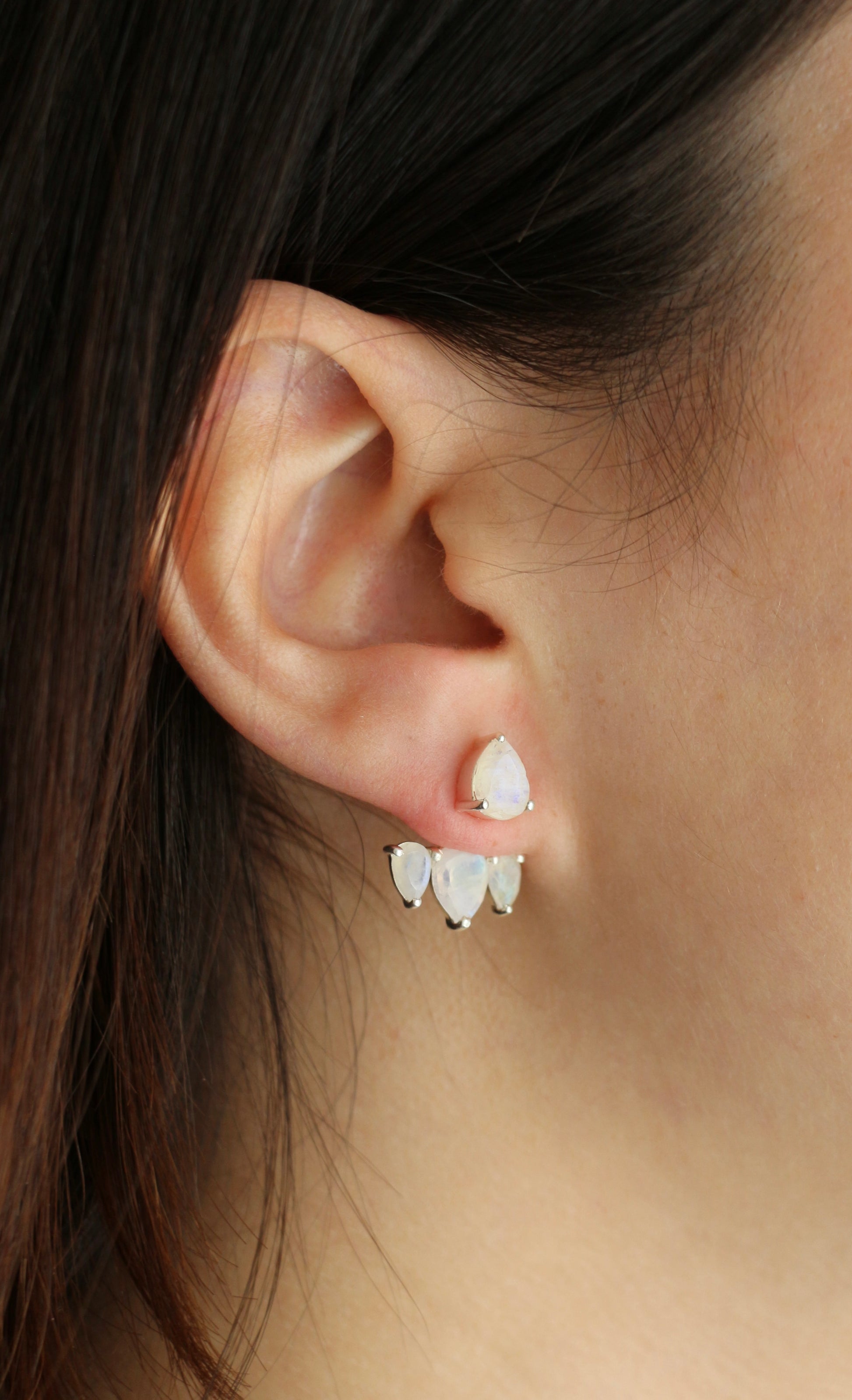 Boucles d'oreilles Eli en Argent Pierre de Lune