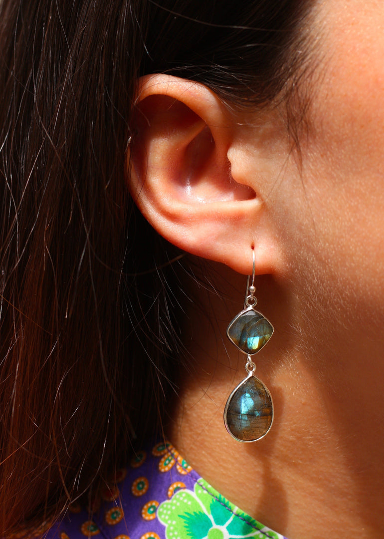 Boucles Ella Argent Labradorite - Jolly Jungle