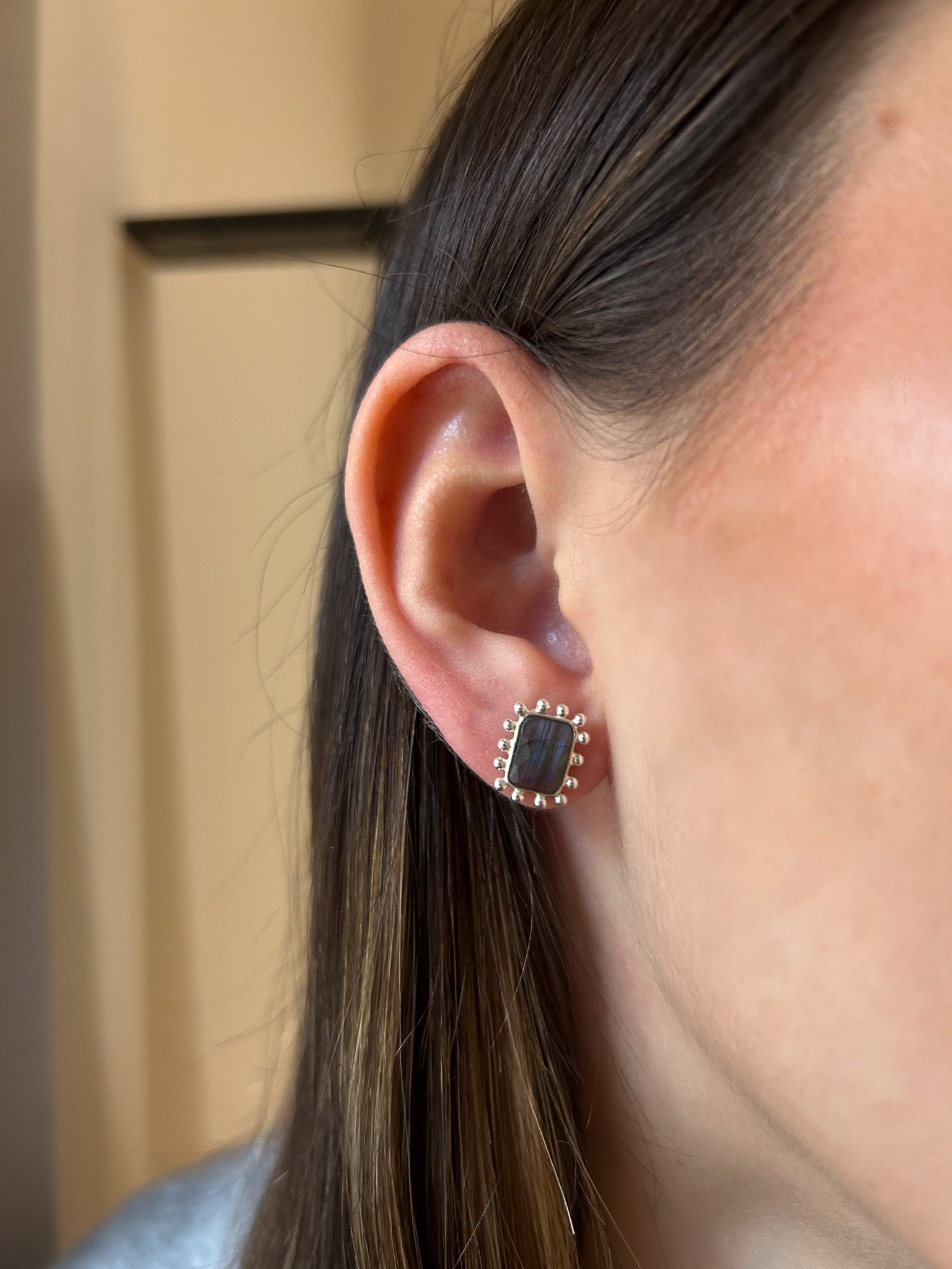 Boucles d'Oreilles Bali Labradorite Argent