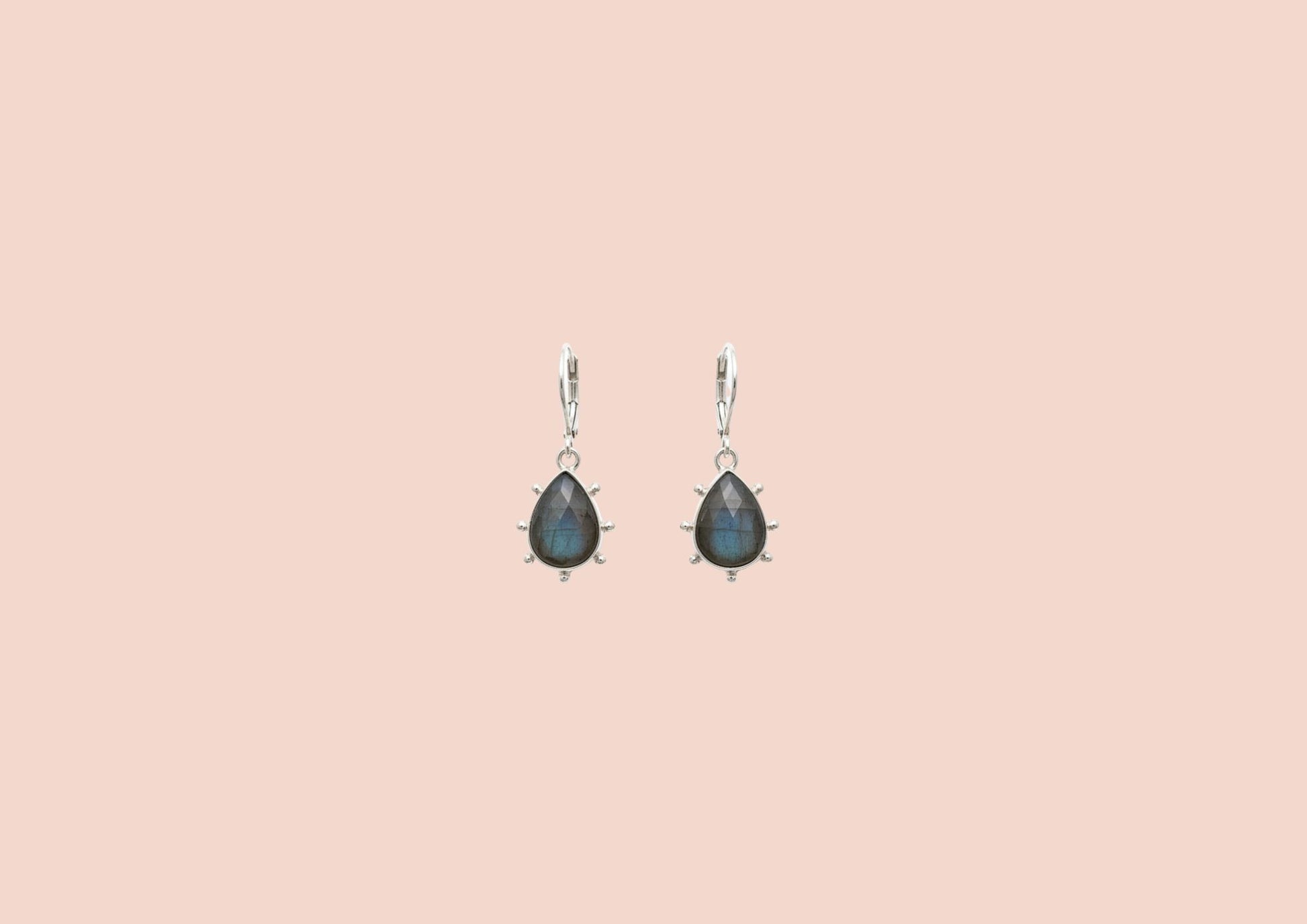 Boucles d'Oreilles Lombock Labradorite Argent