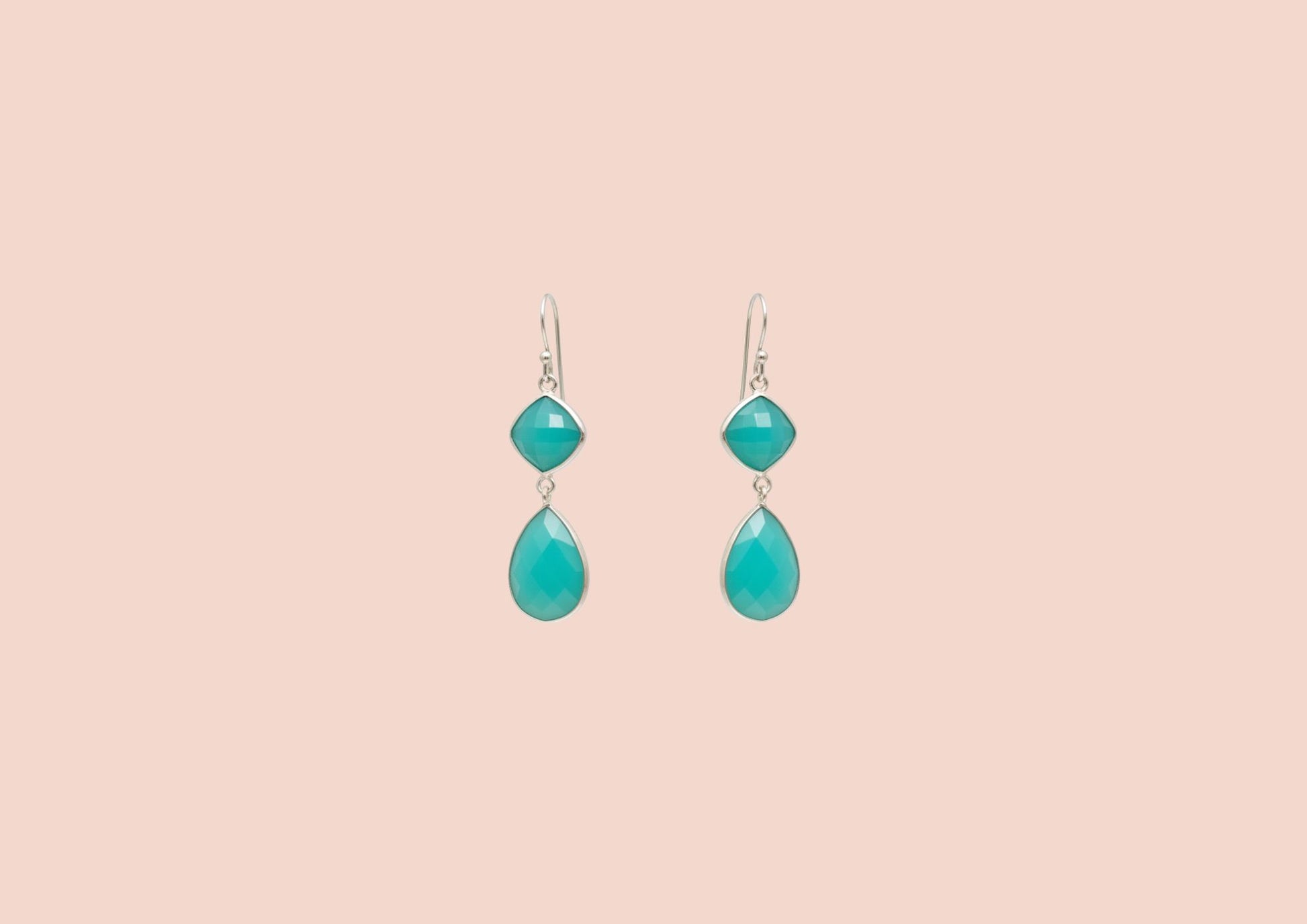 Ella Silver Aqua Chalcedony Loops