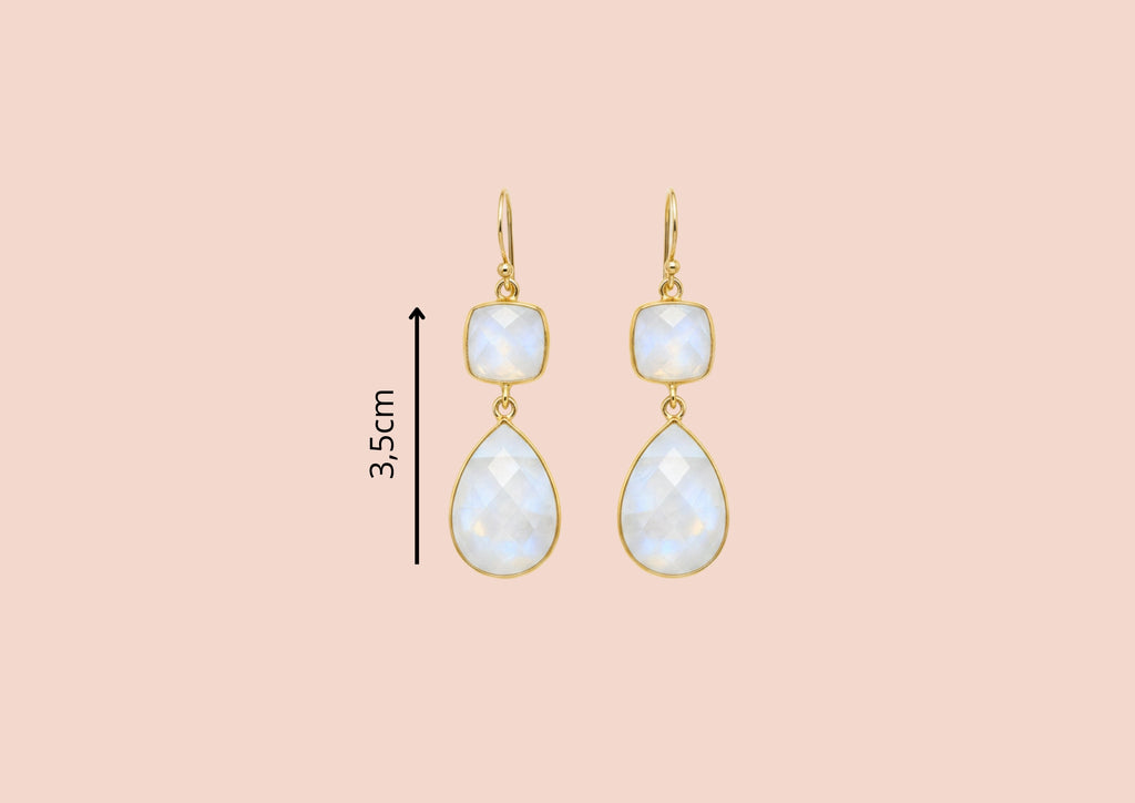 Boucles d'oreilles Agra argent plaqué or Pierre de lune