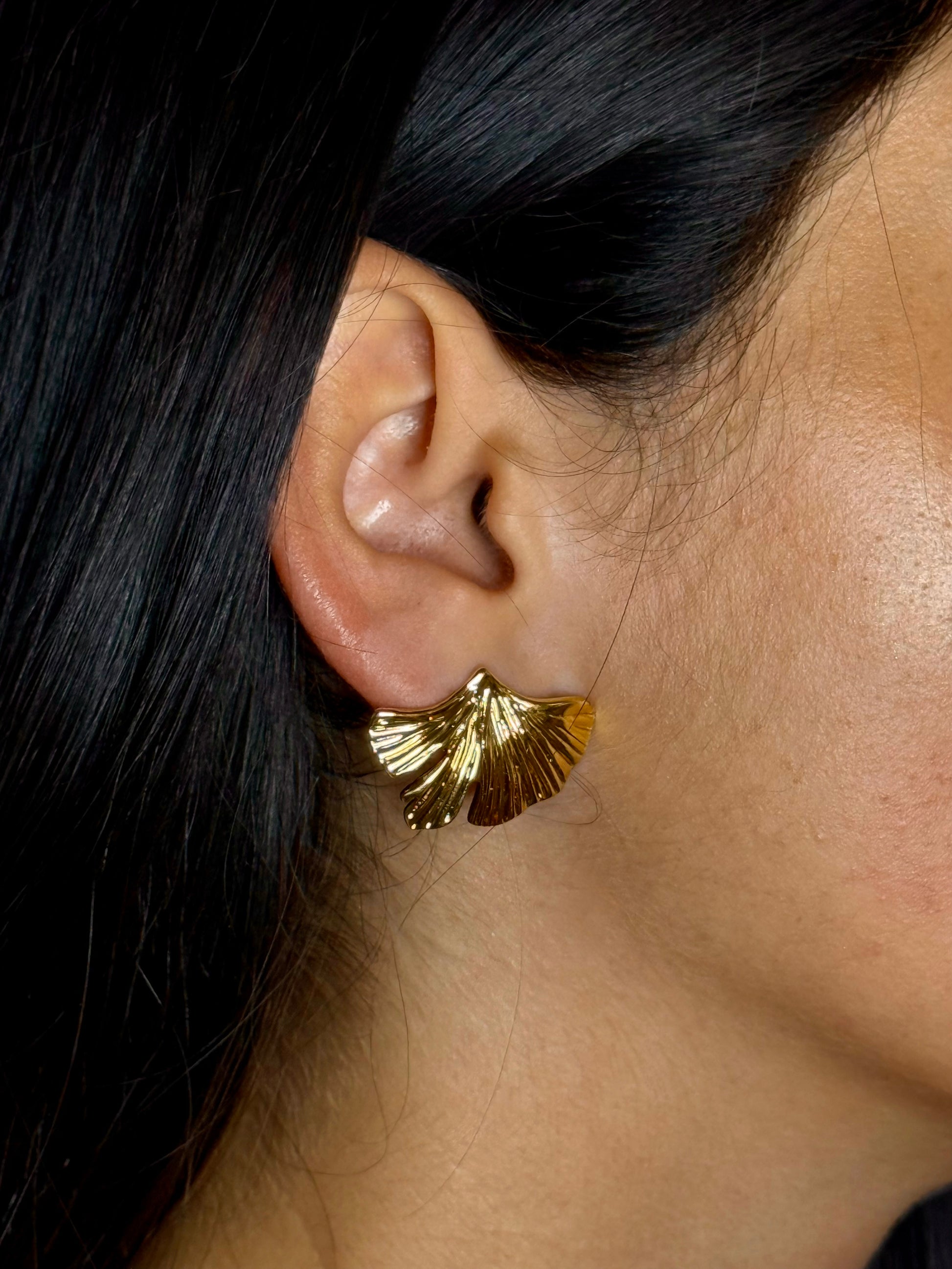 Boucles feuille de Ginkgo petites acier inoxydable