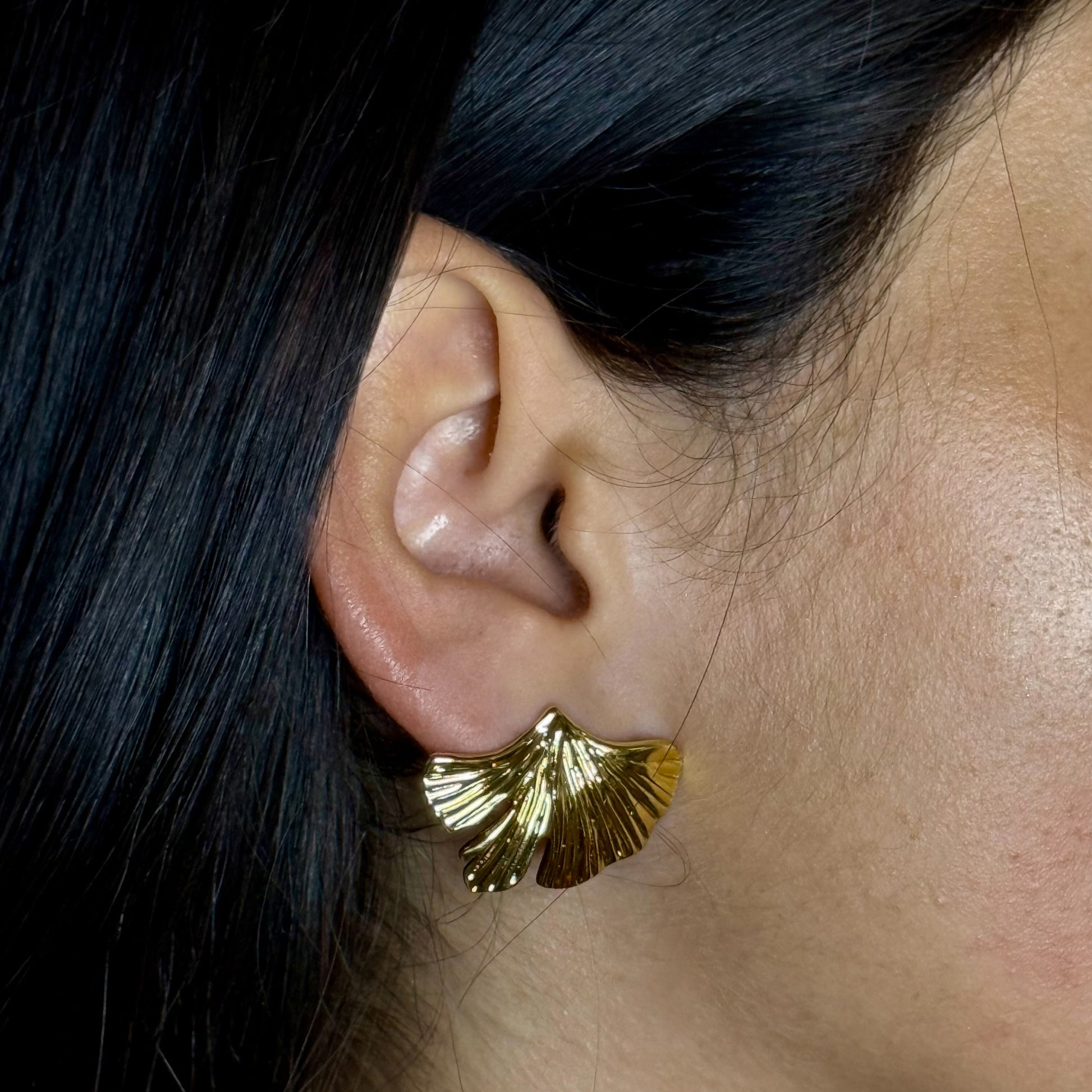 Boucles feuille de Ginkgo petites acier inoxydable