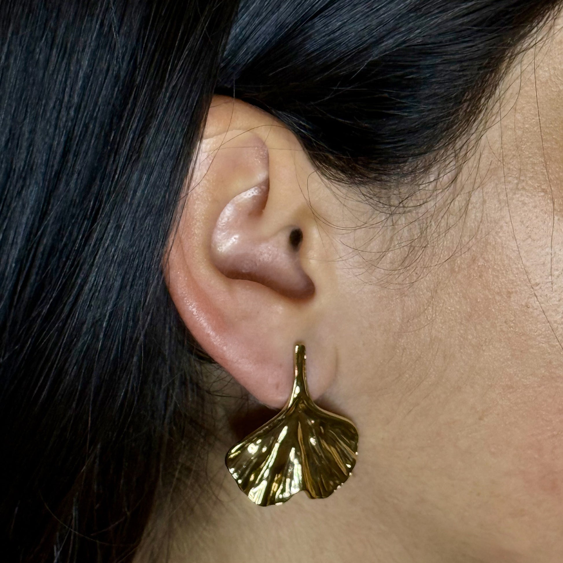 Boucles feuille de Ginkgo acier inoxydable